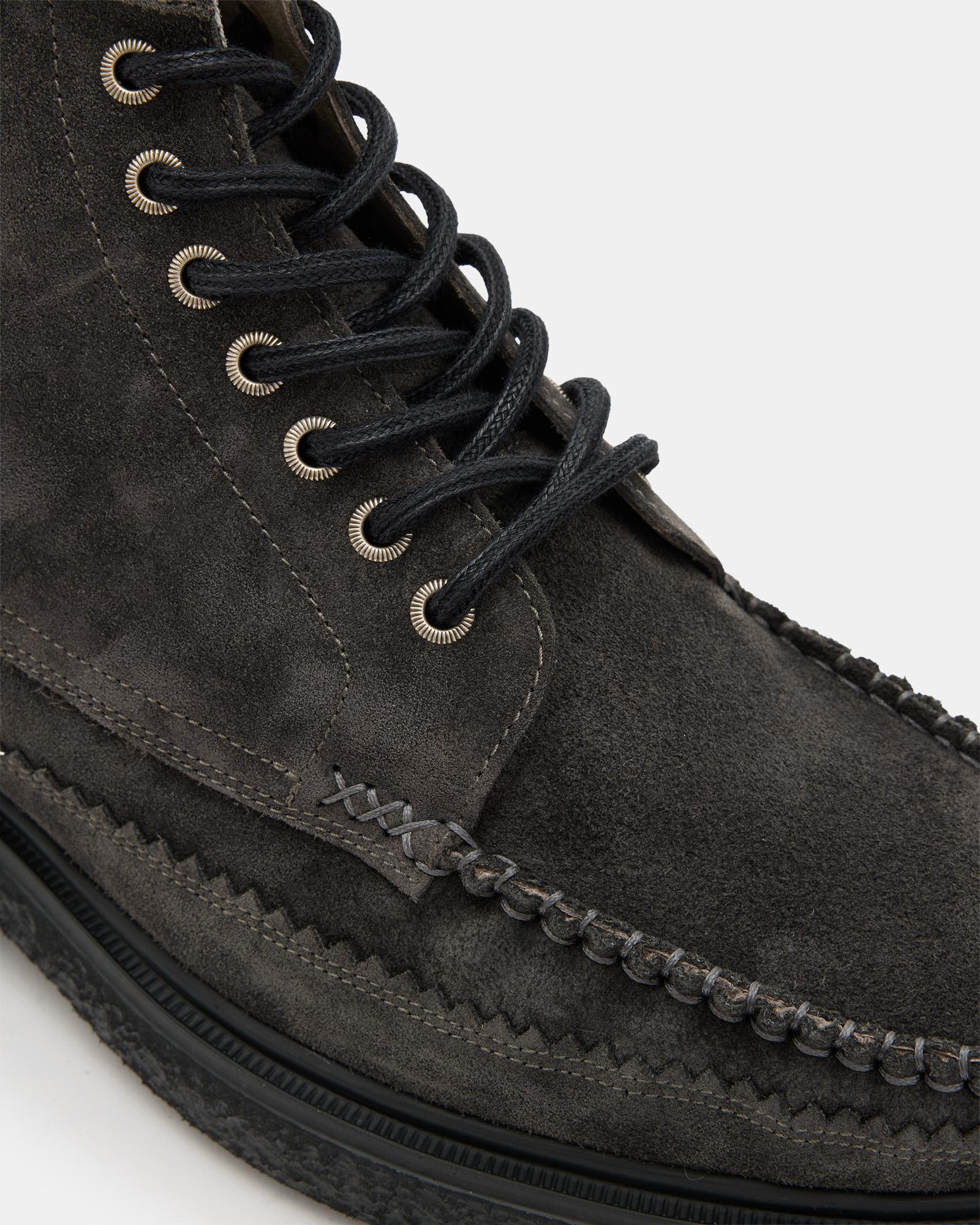 AllSaints Gibbs Mocassin Suede Boots Charcoal in Black for Men Lyst