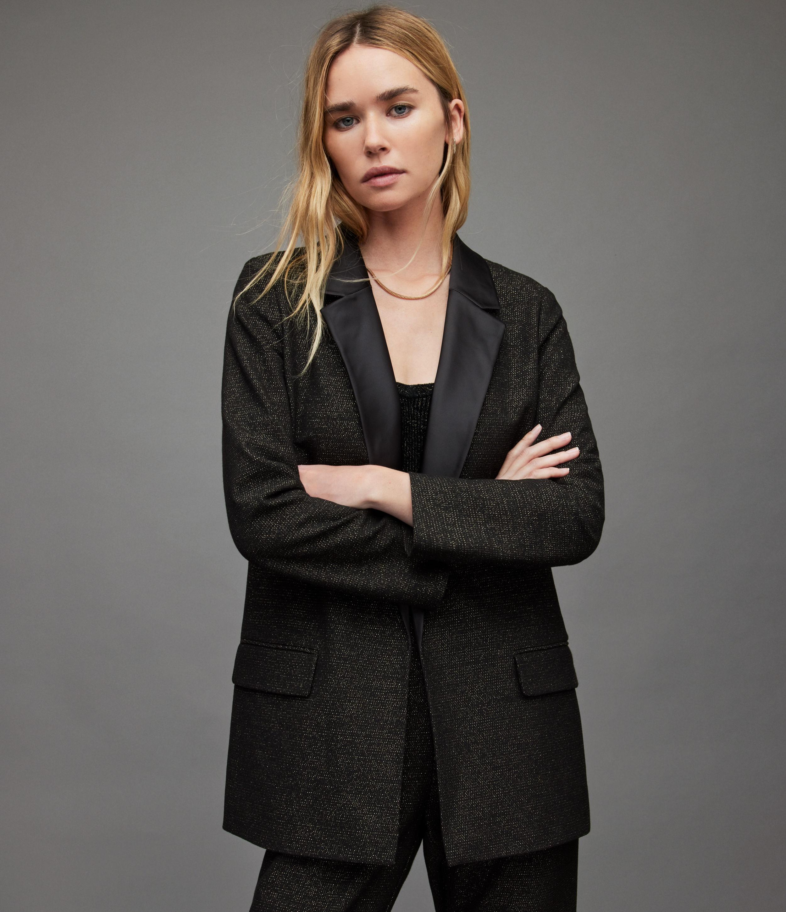 AllSaints Aleida Shimmer Blazer in Gray Lyst