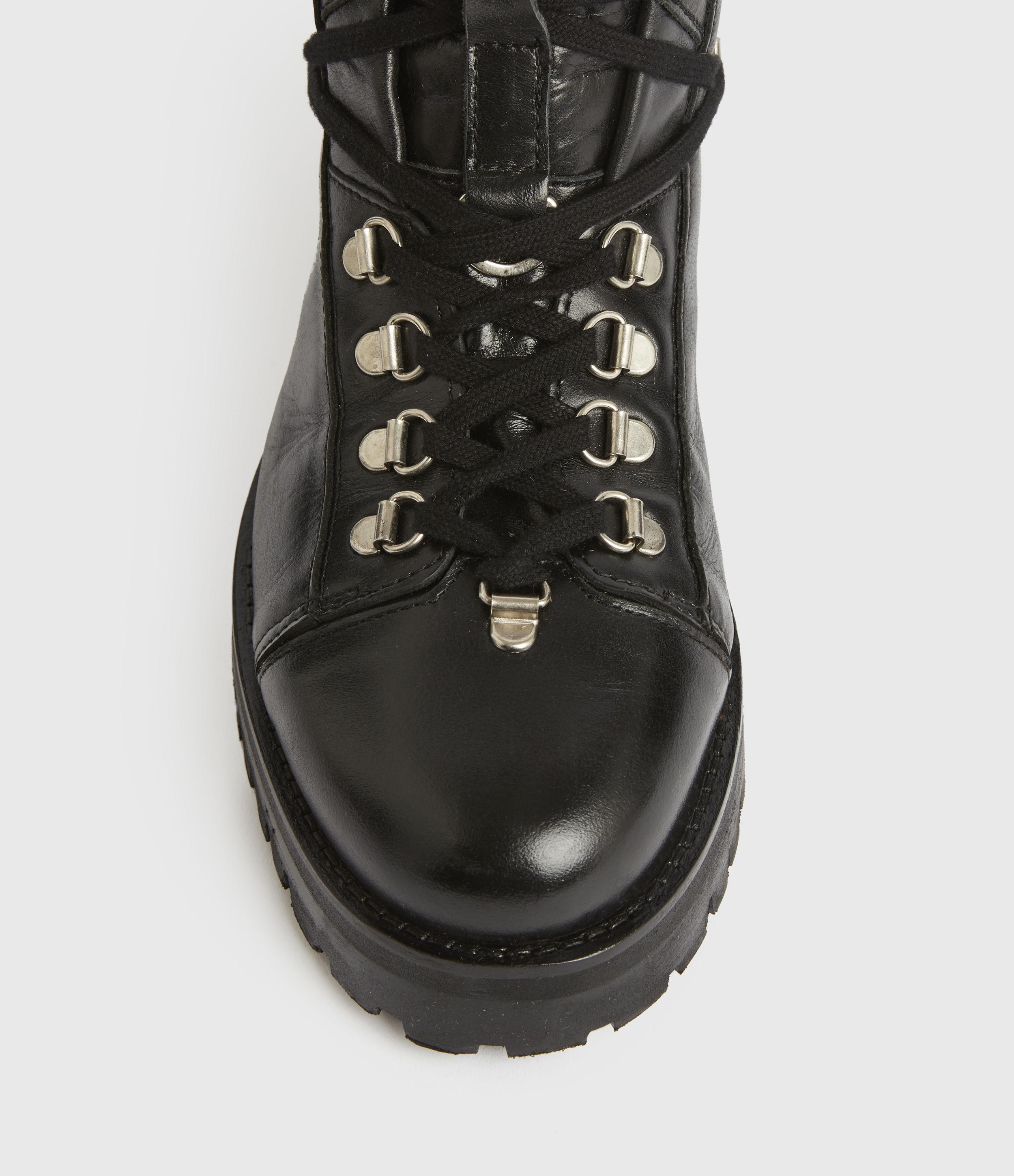AllSaints Franka Leather Boots in Black - Lyst