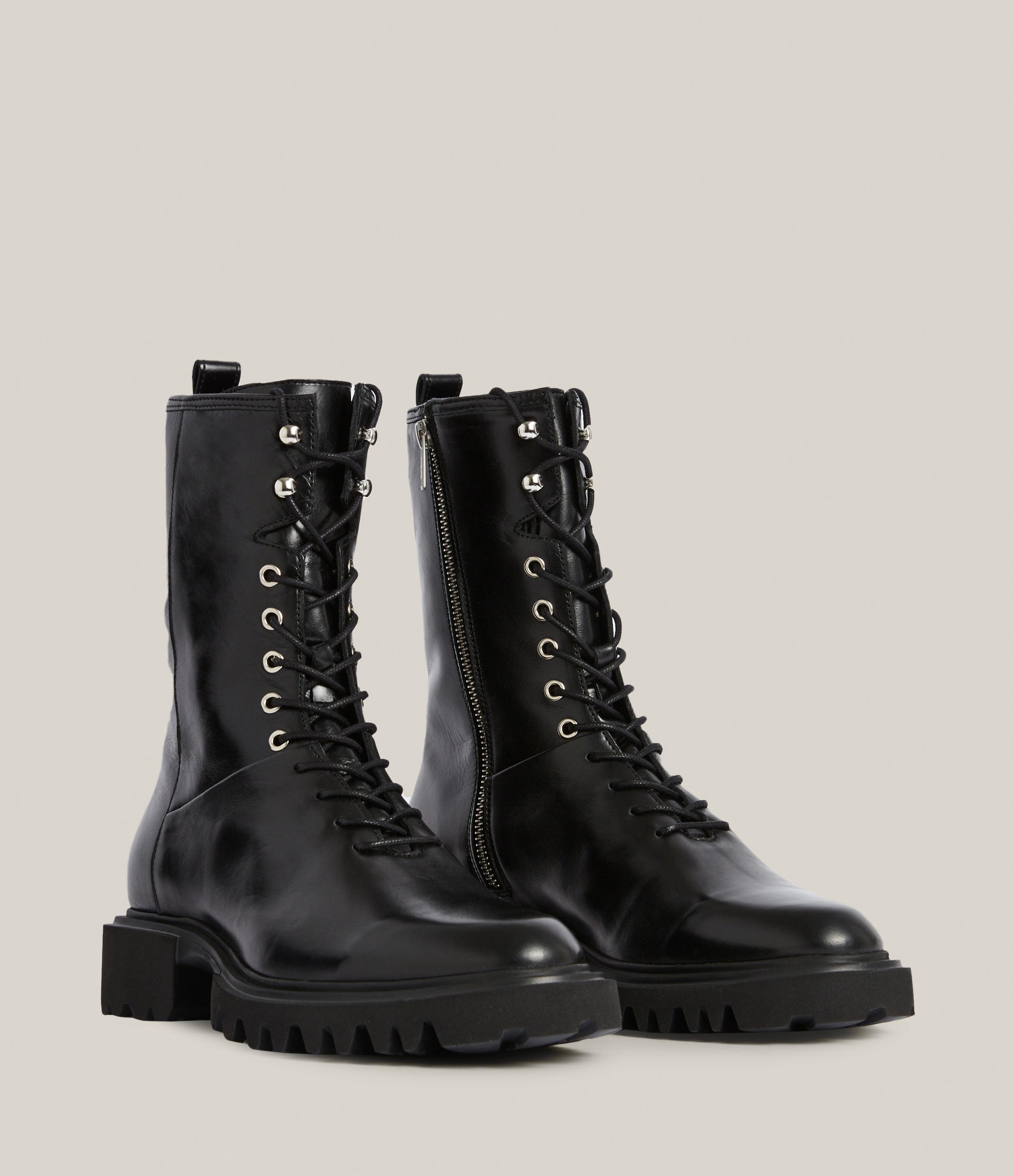 AllSaints Maren Leather Boots in Black | Lyst