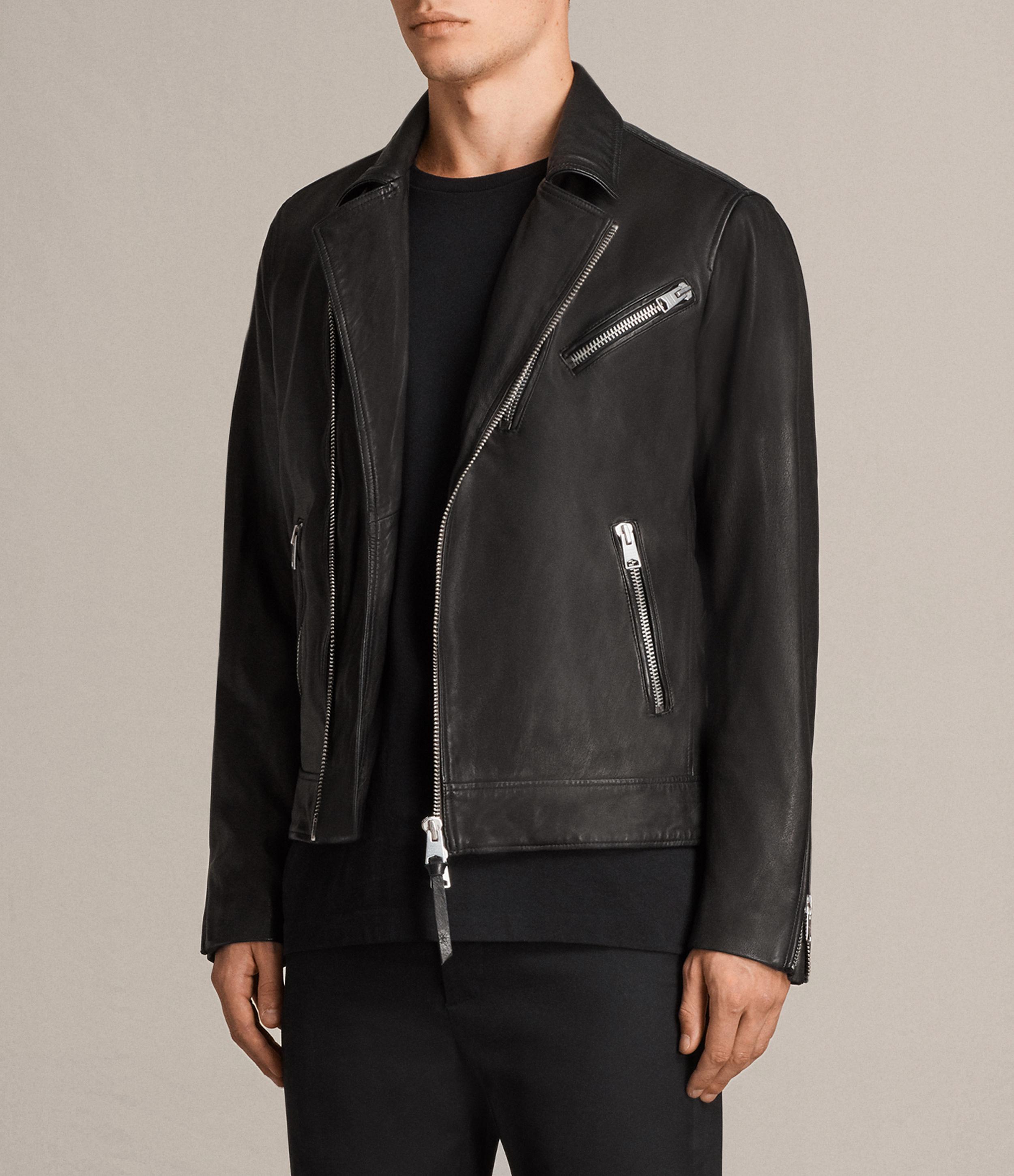 AllSaints Klisko Leather Biker Jacket in Black for Men - Lyst
