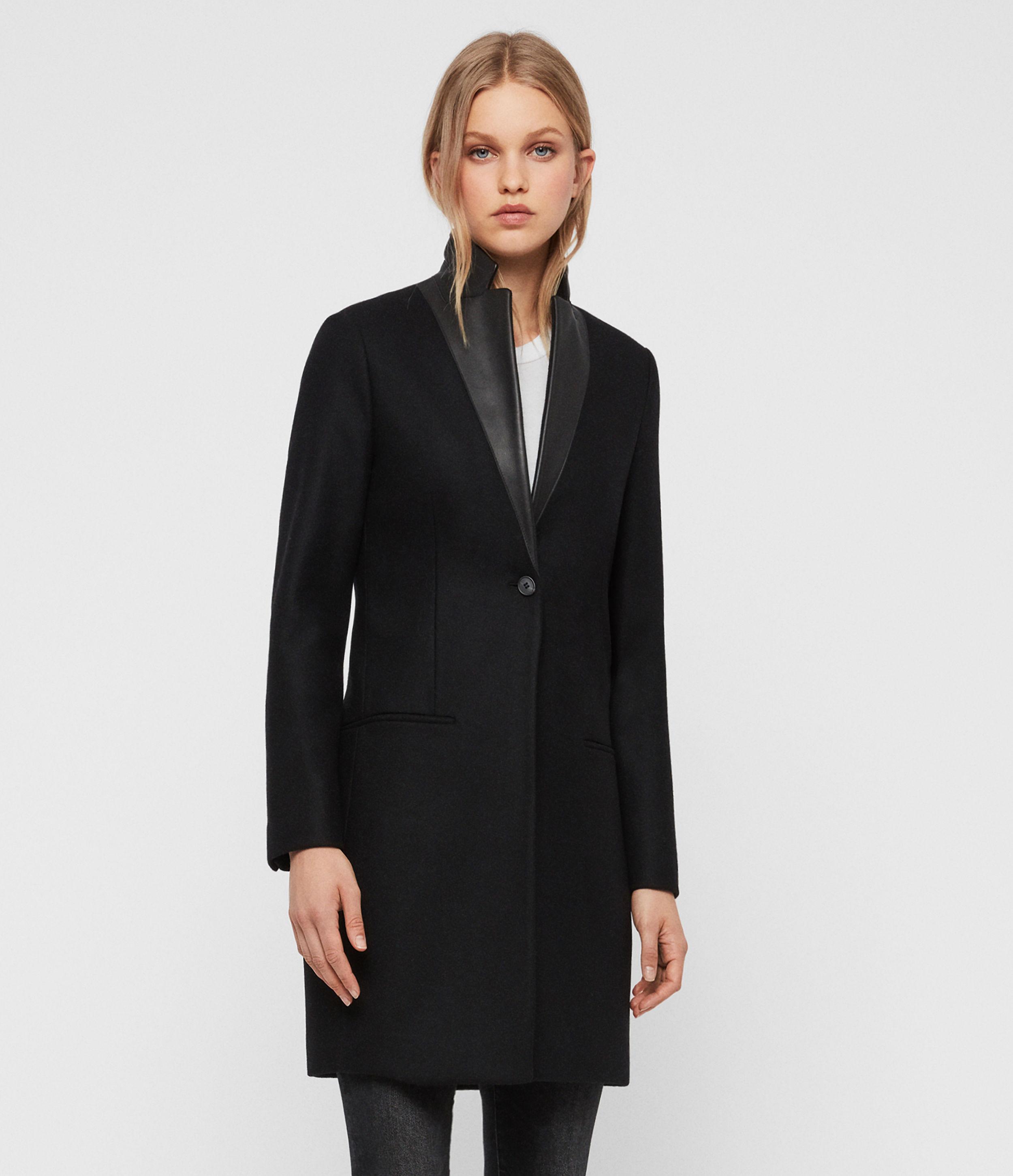 AllSaints Leni Lea Coat in Black | Lyst