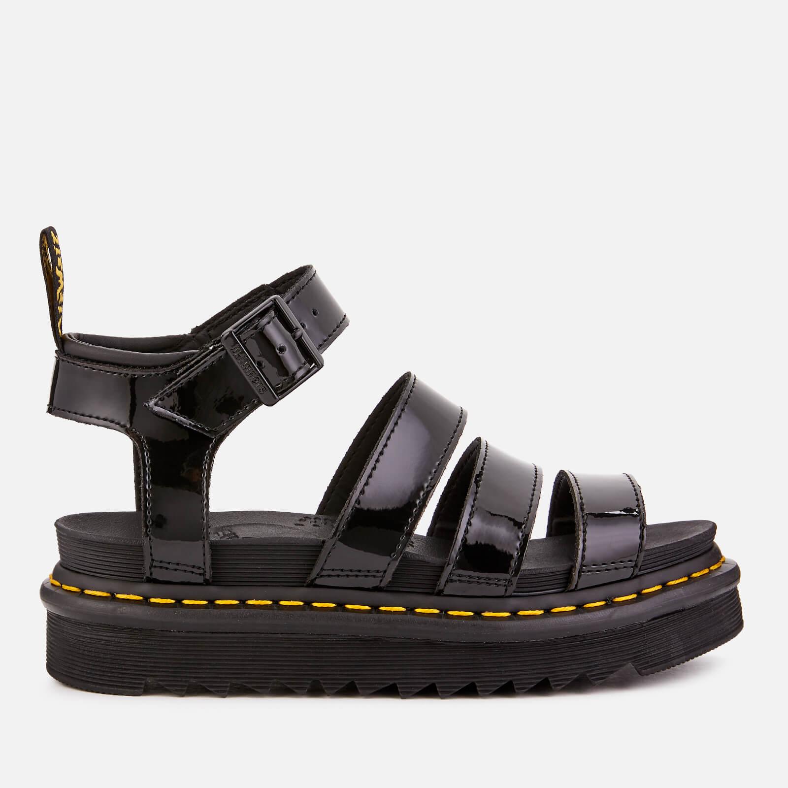 Dr. Martens Blaire Patent Lamper Strappy Sandals in Black | Lyst