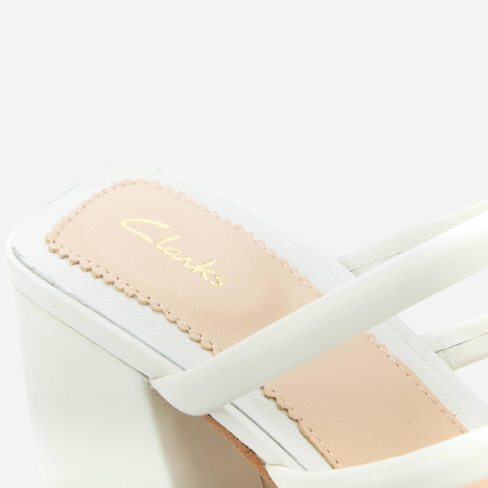 Clarks Sheer65 Leather Heeled Mules in White | Lyst