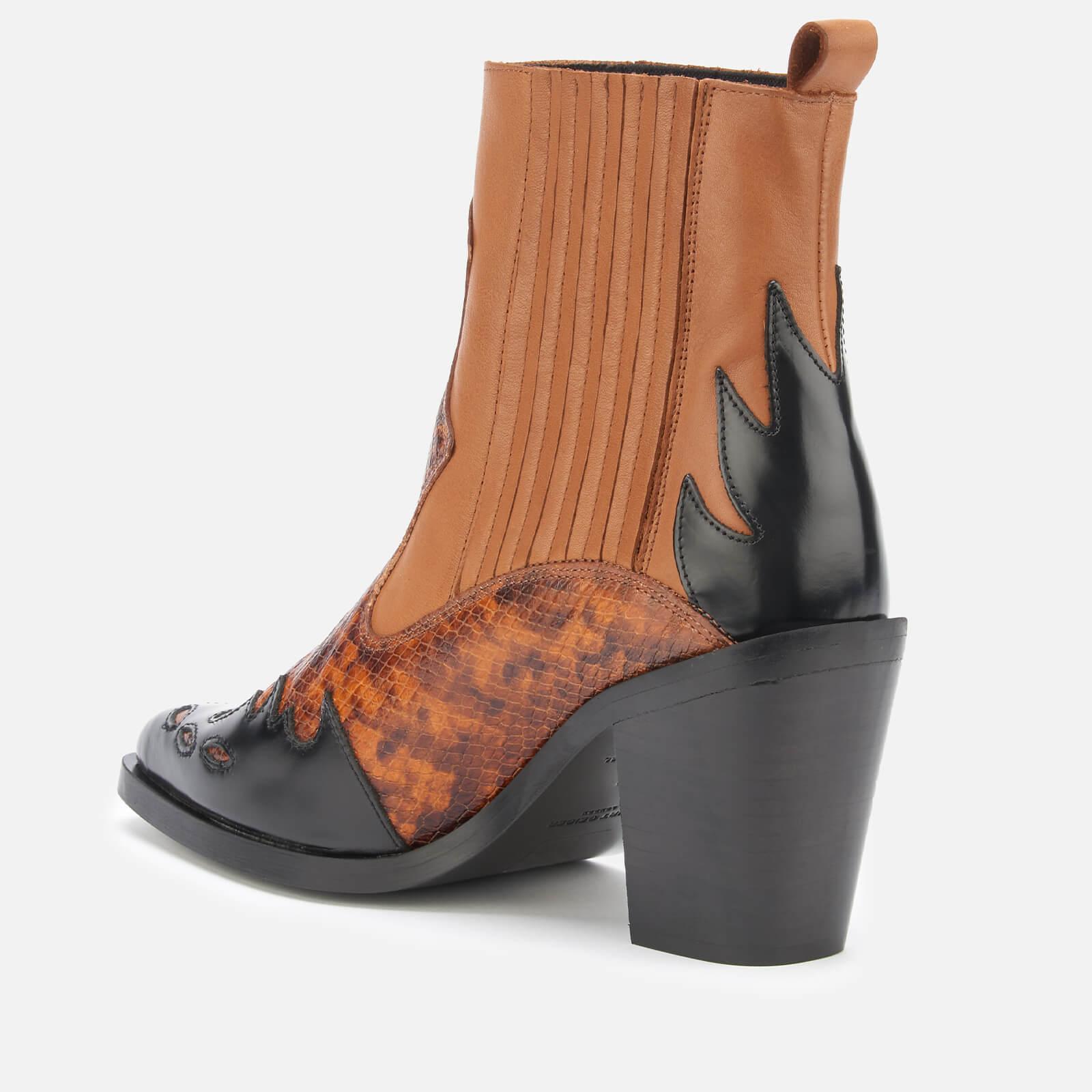 kurt geiger black leather western heeled ankle boots