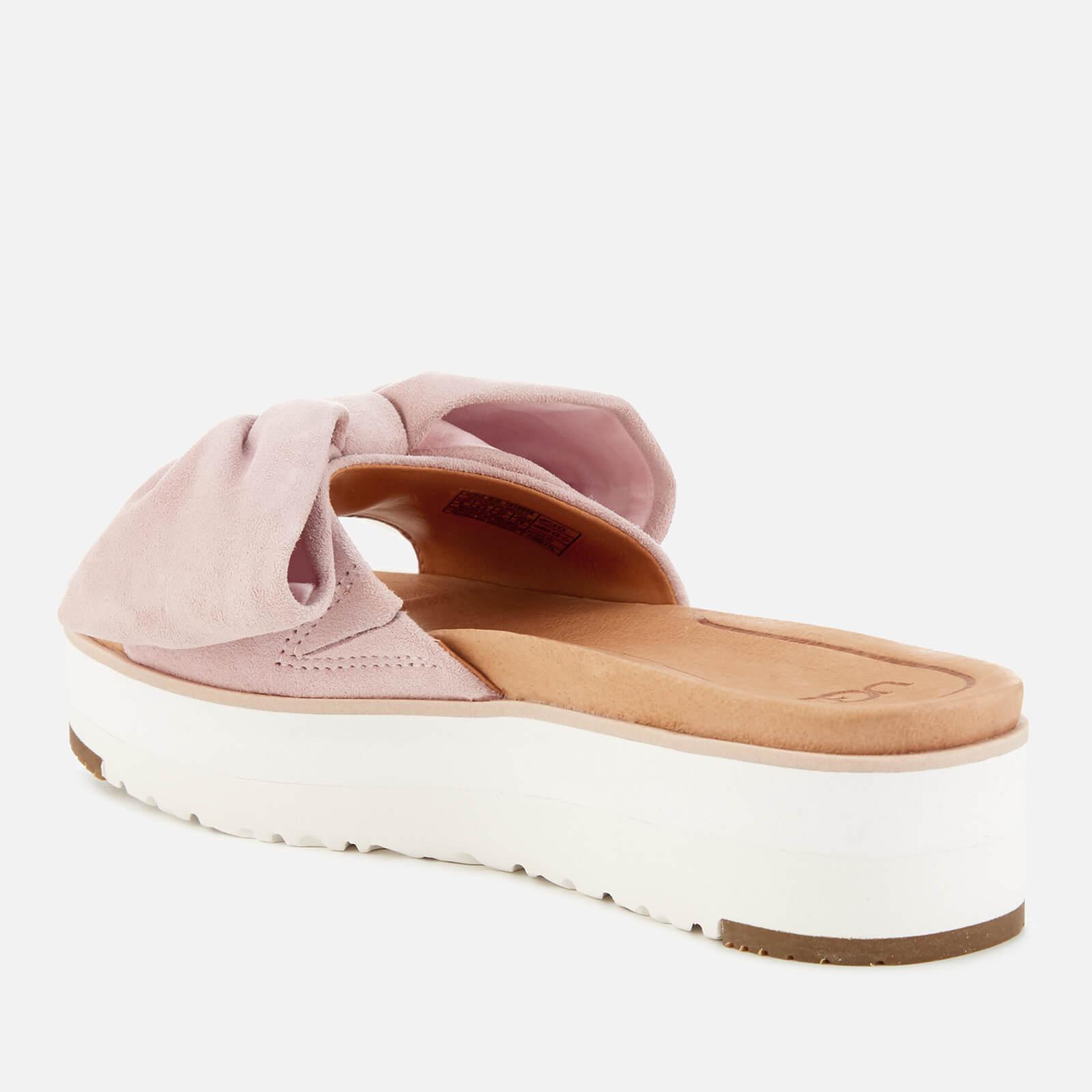 UGG Joan Suede Bow Flatform Slide Sandals in Pink | Lyst