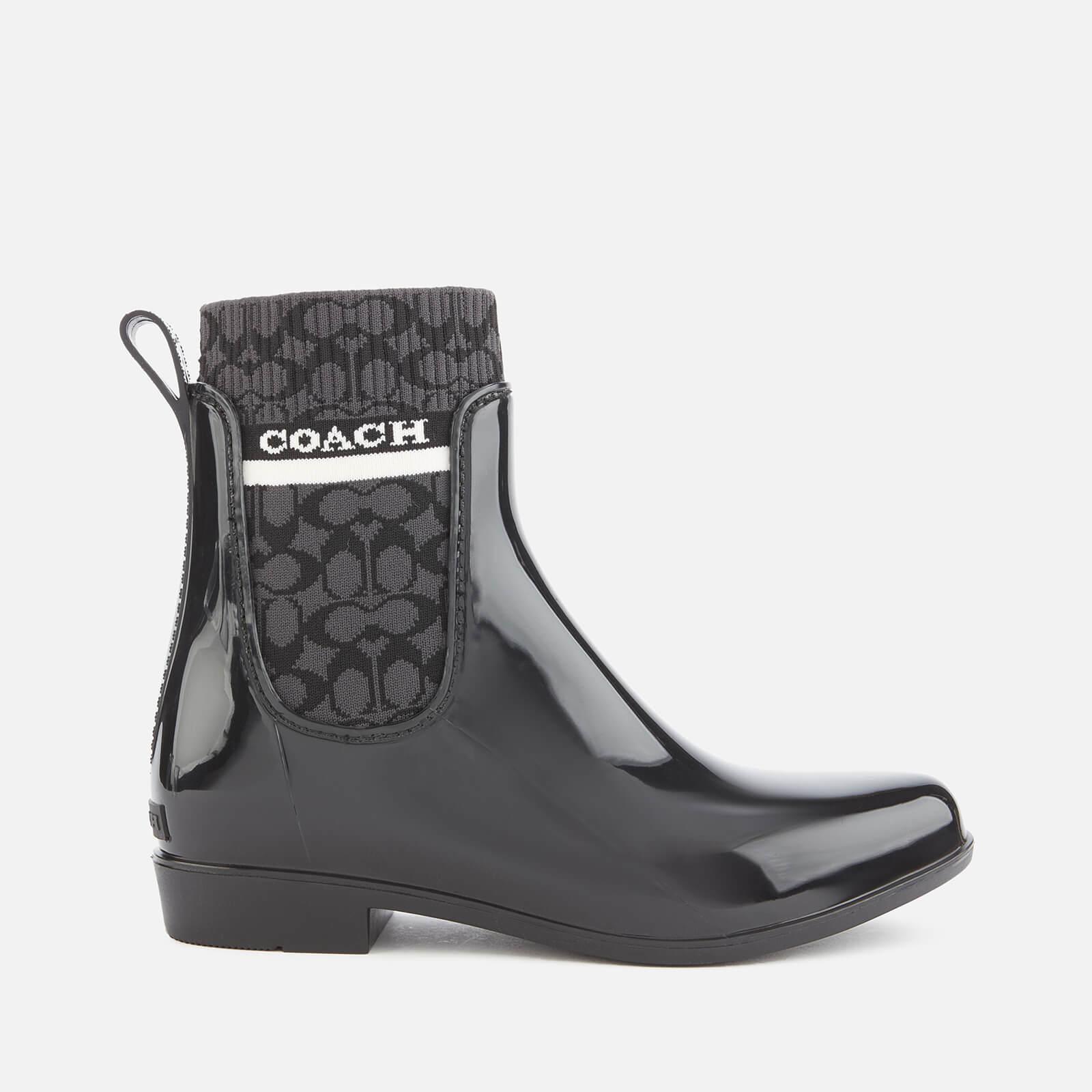 COACH Rubber Rivington Signature Knit Rain Boots in Black - Lyst
