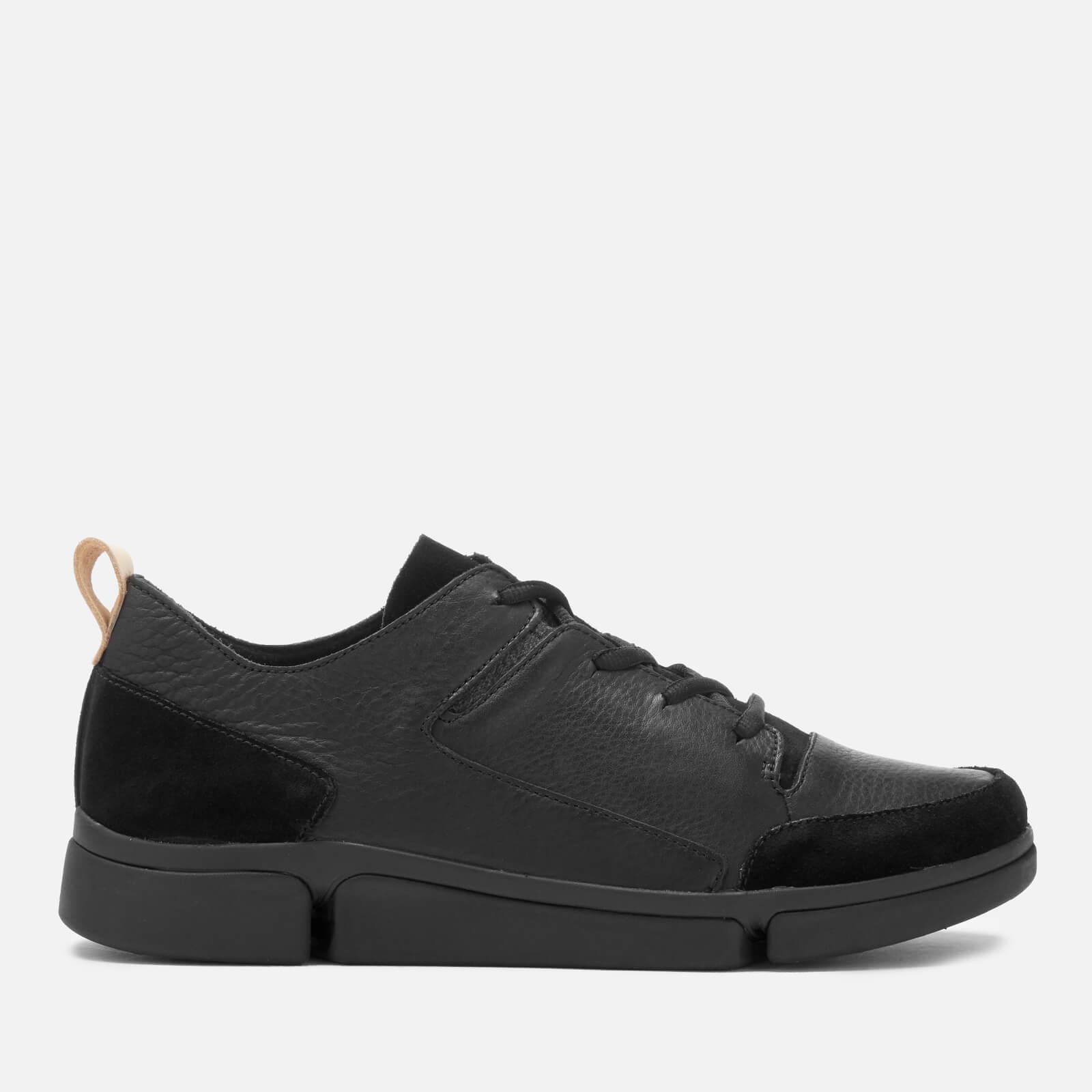 clarks black leather trainers