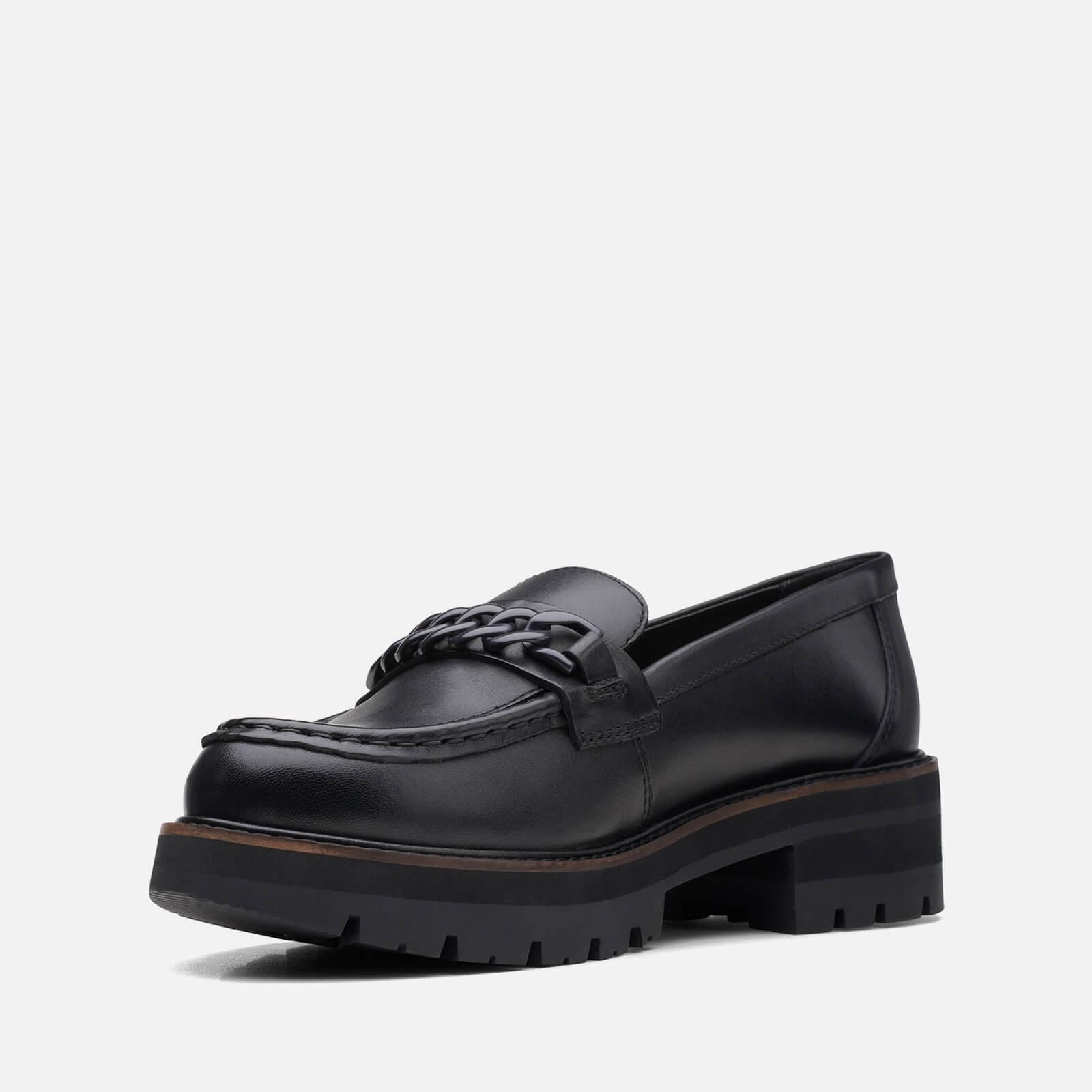 Clarks Orianna Edge Chain Leather Loafers in Black | Lyst