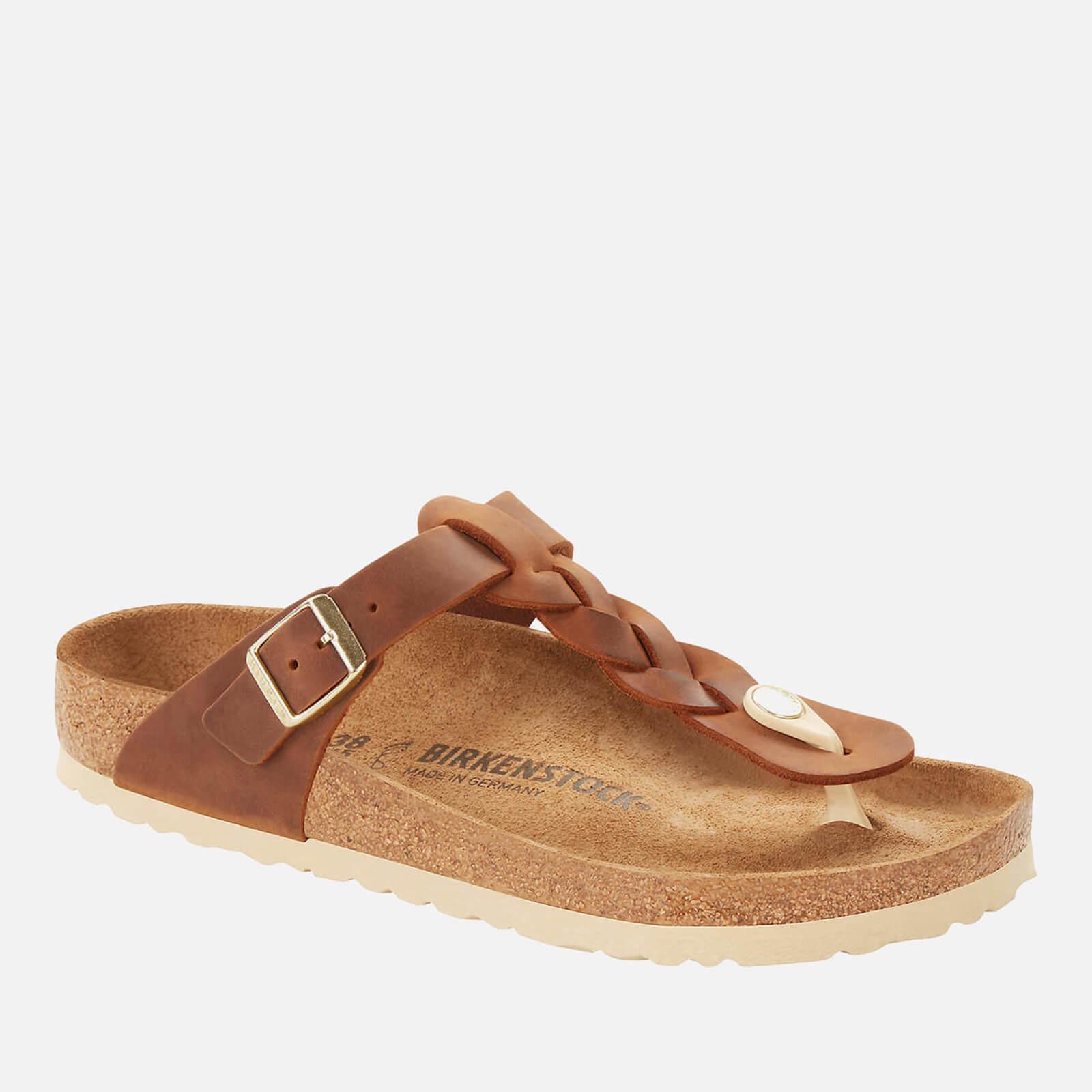 Birkenstock Gizeh Braided Oiled Leather Narrow Sandal in Brown | Lyst