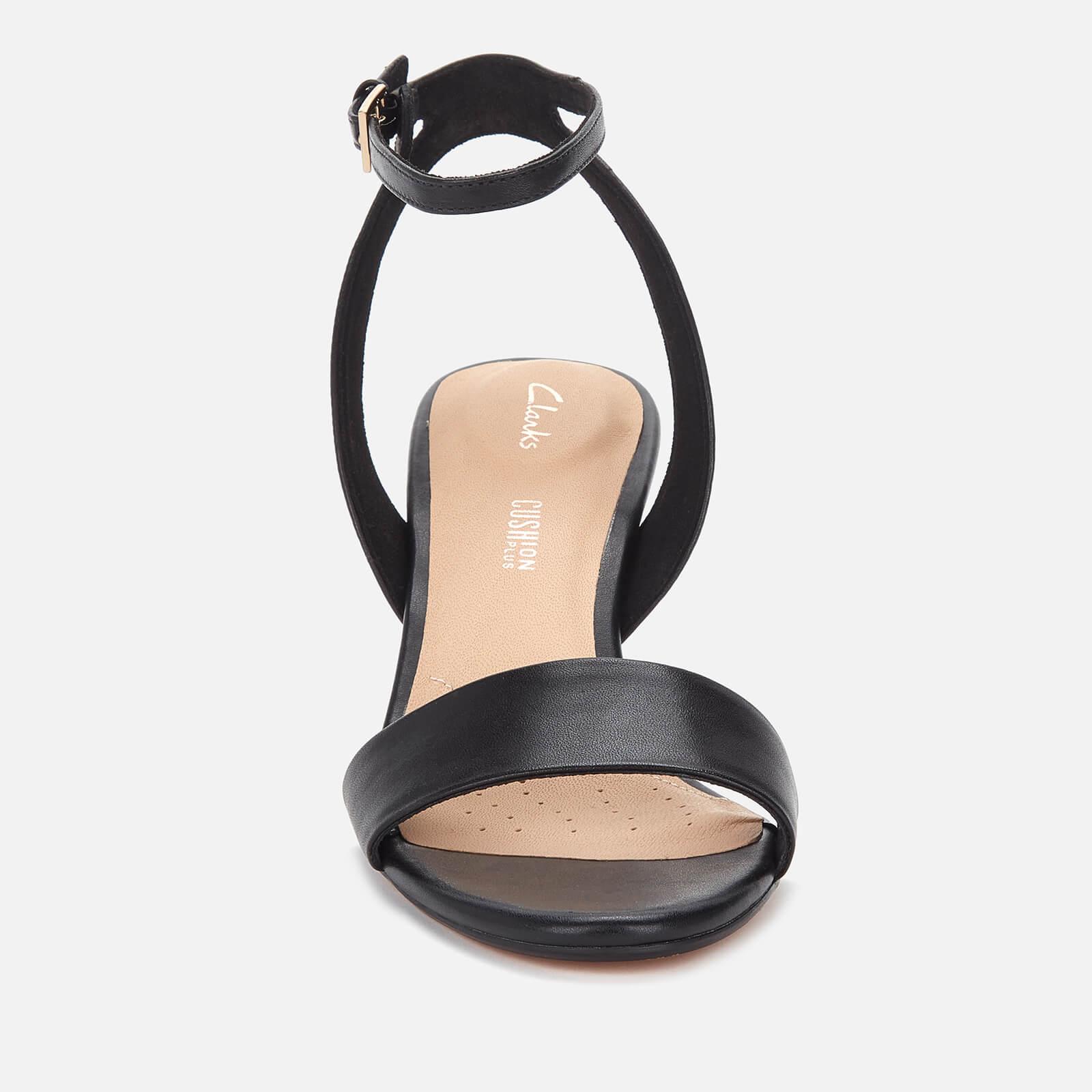 Clarks Amali Jewel Leather Barely There Mid Heels in Black | Lyst