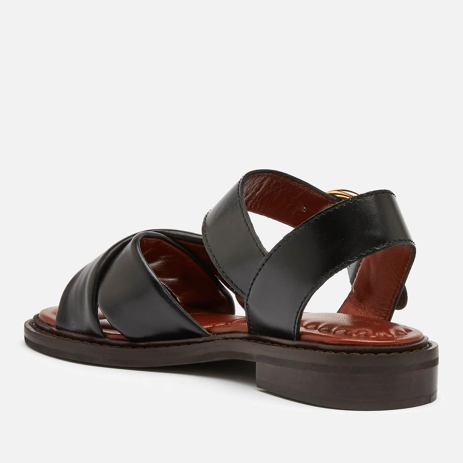 See By Chloé Lyna Leather Flat Sandals in Black | Lyst