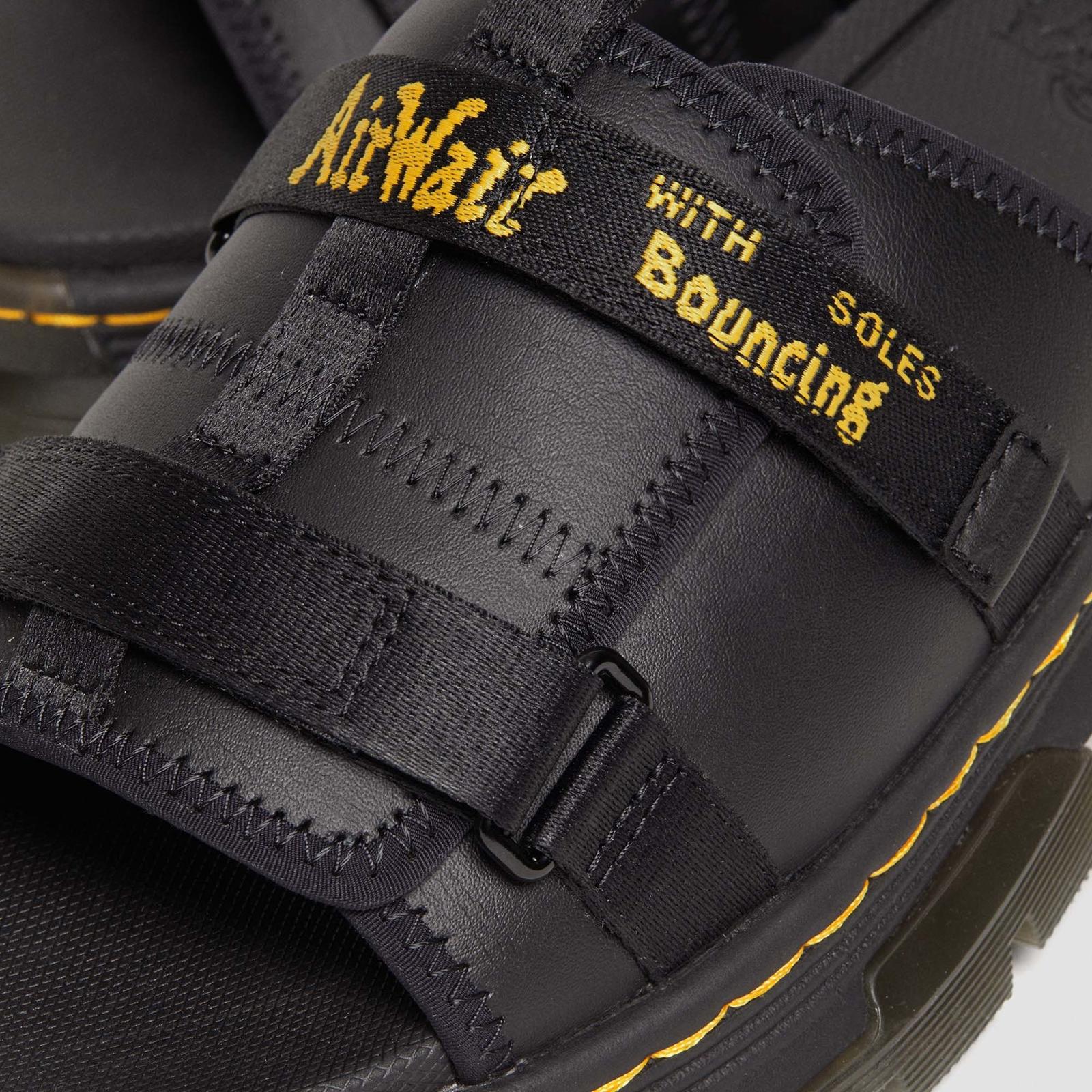 サンダル Dr. Martens Ayce Logo Milled Leather Strap Platform Slides Ayce Leather & Webbing Sandals in Black | Dr. Martens