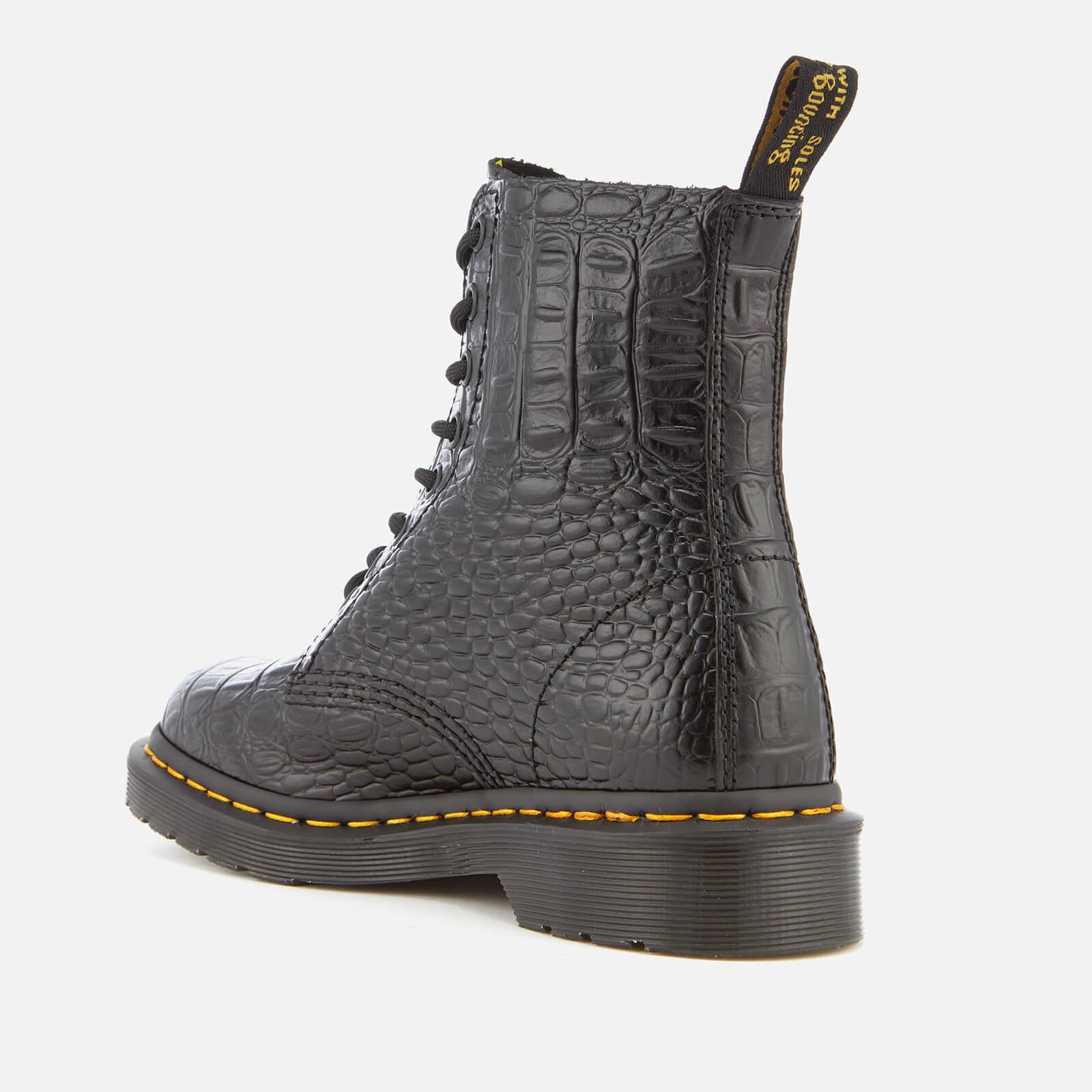 Dr. Martens Pascal Croc Leather 8-eye Lace Up Boots in Black | Lyst