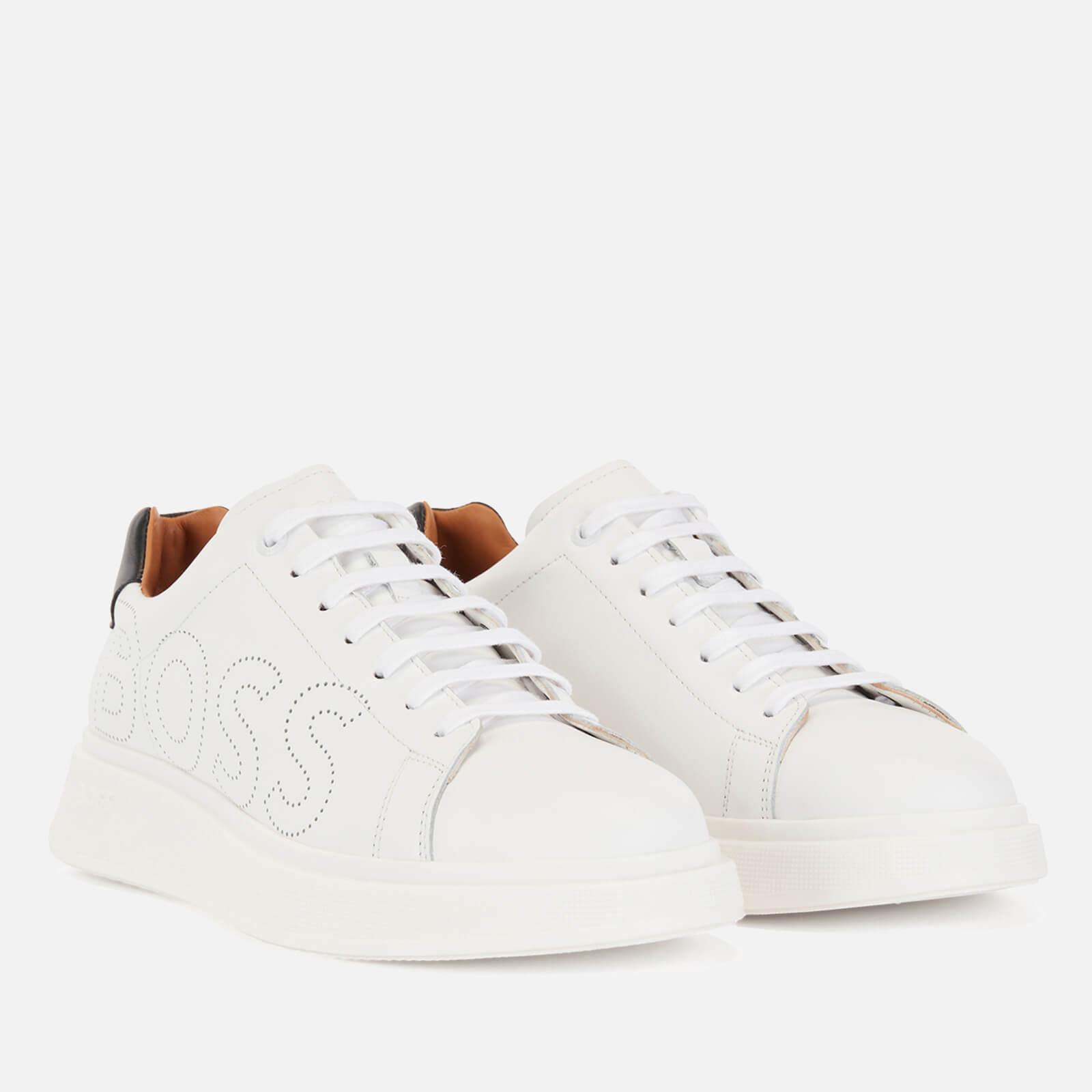 Hugo boss white leather trainers cheap