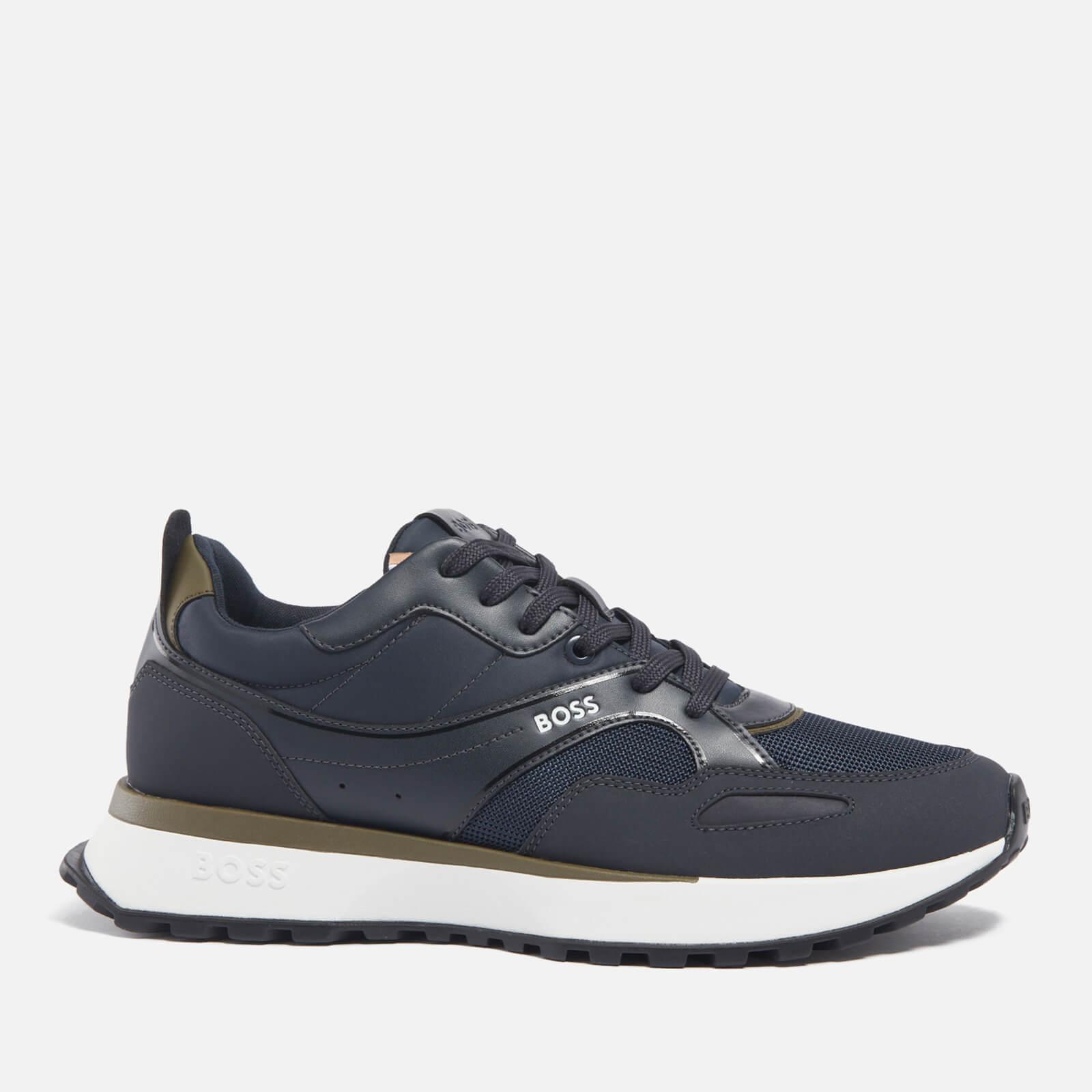 Hugo boss blue leather trainers deals