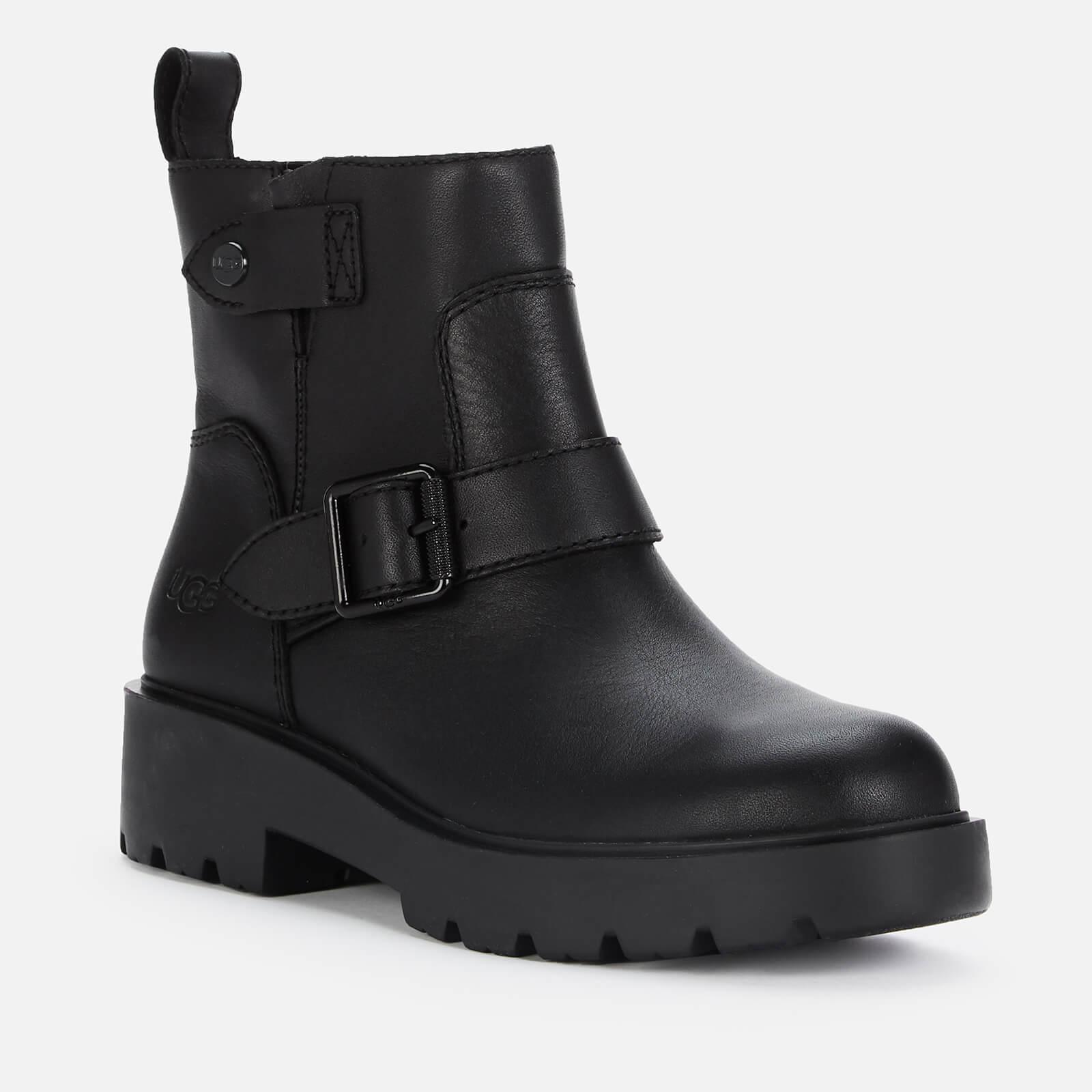 UGG Saoirse Waterproof Leather Biker Boots in Black | Lyst