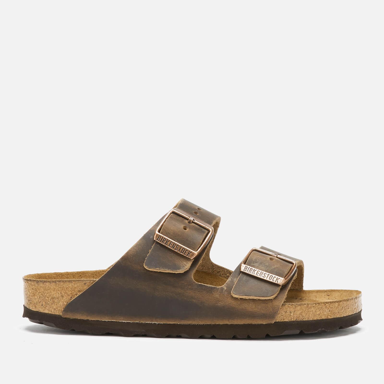 Birkenstock Arizona Oiled Leather Slim Fit Double Strap Sandals in Beige (Natural) - Lyst