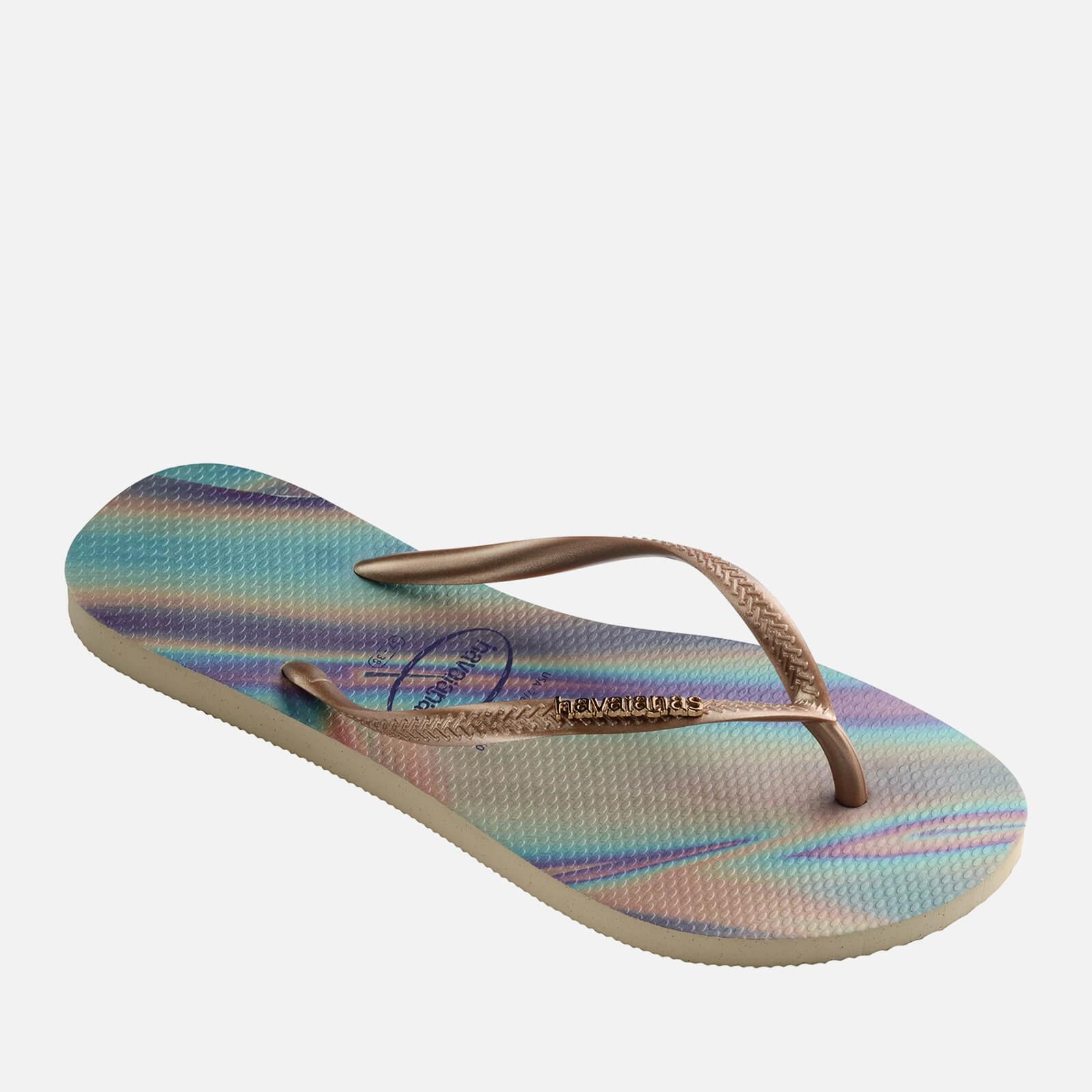 Havaianas Slim Iridescent Flip Flops in Blue Lyst