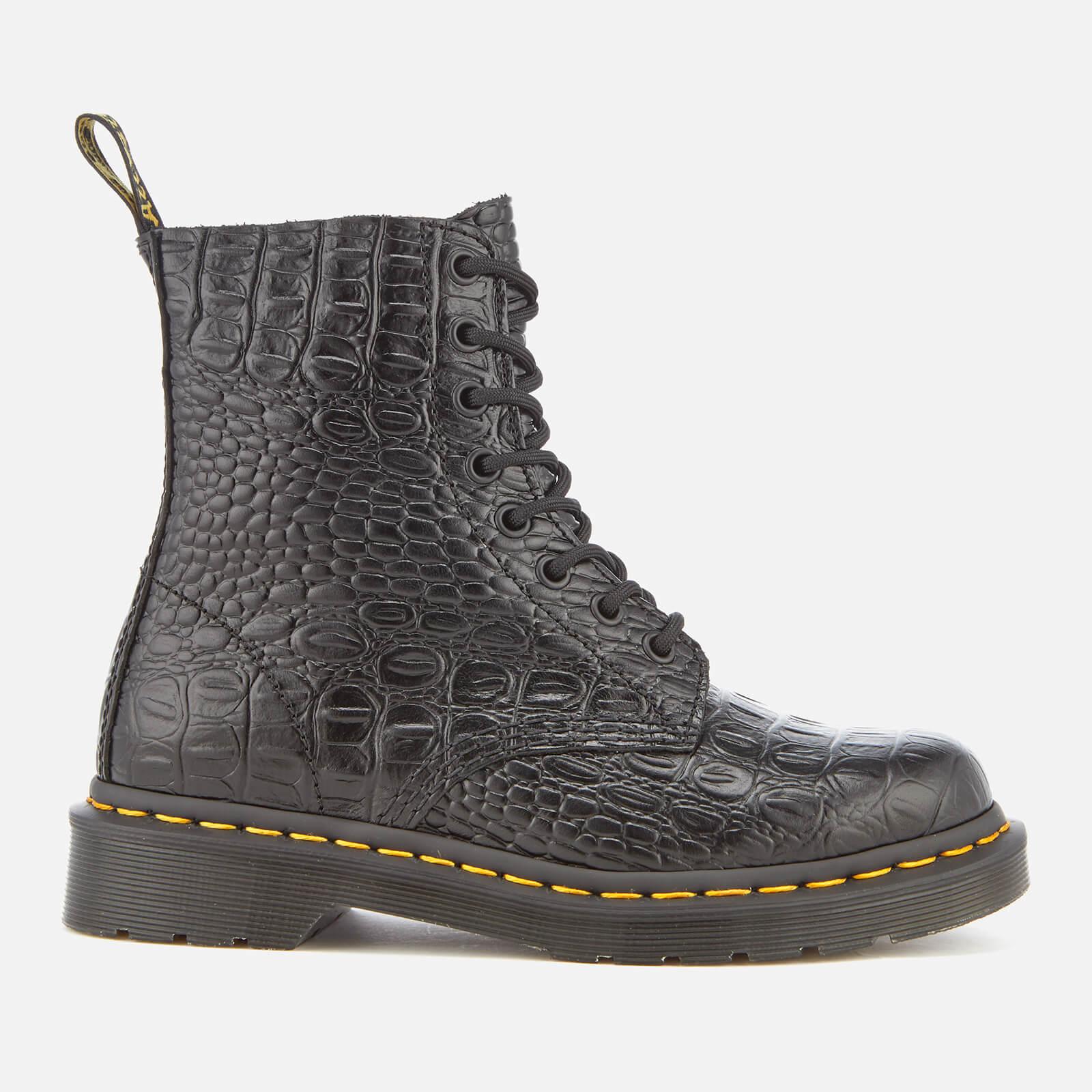 Dr. Martens Pascal Croc Leather 8-eye Lace Up Boots in Black | Lyst Canada