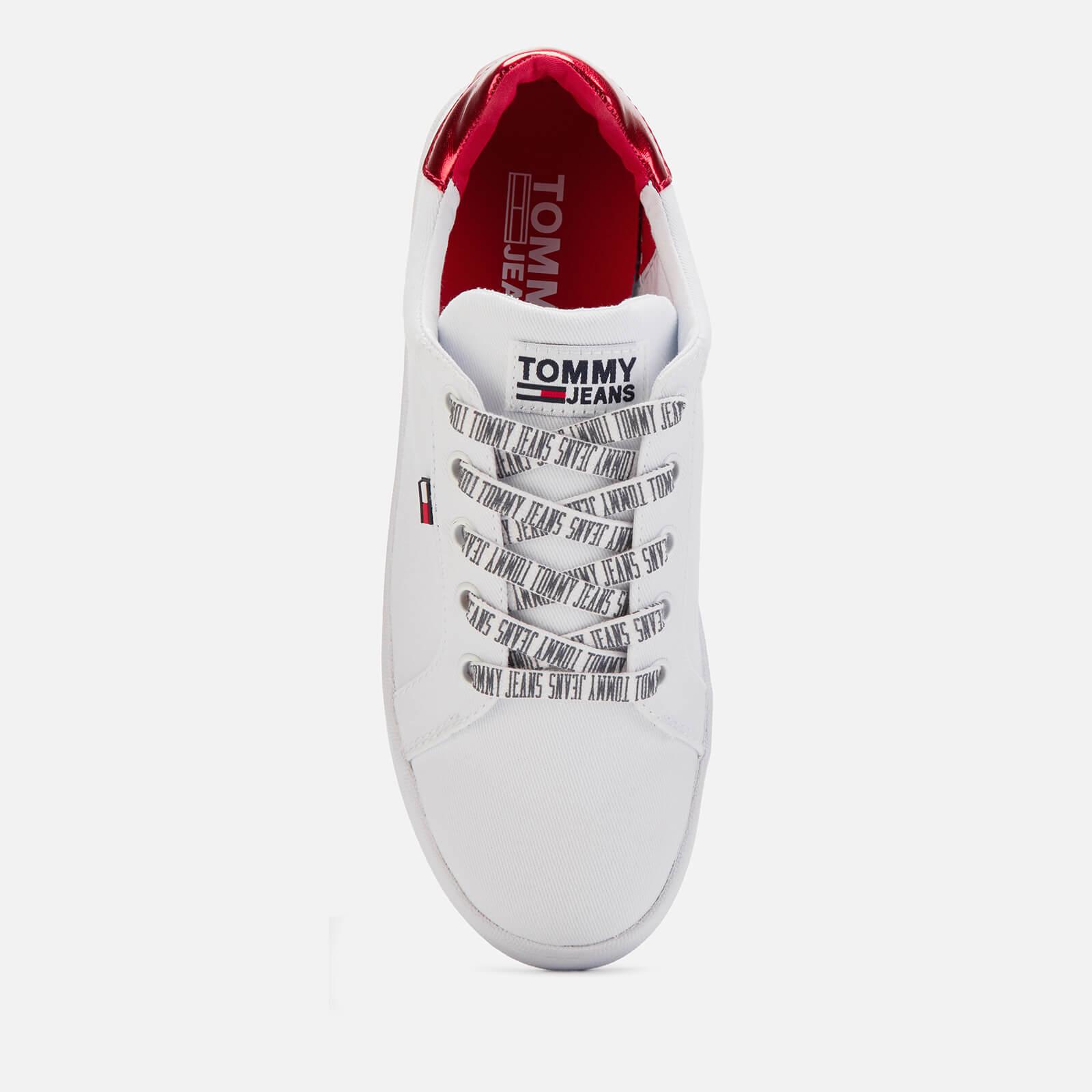 tommy jeans canvas logo flatform trainers