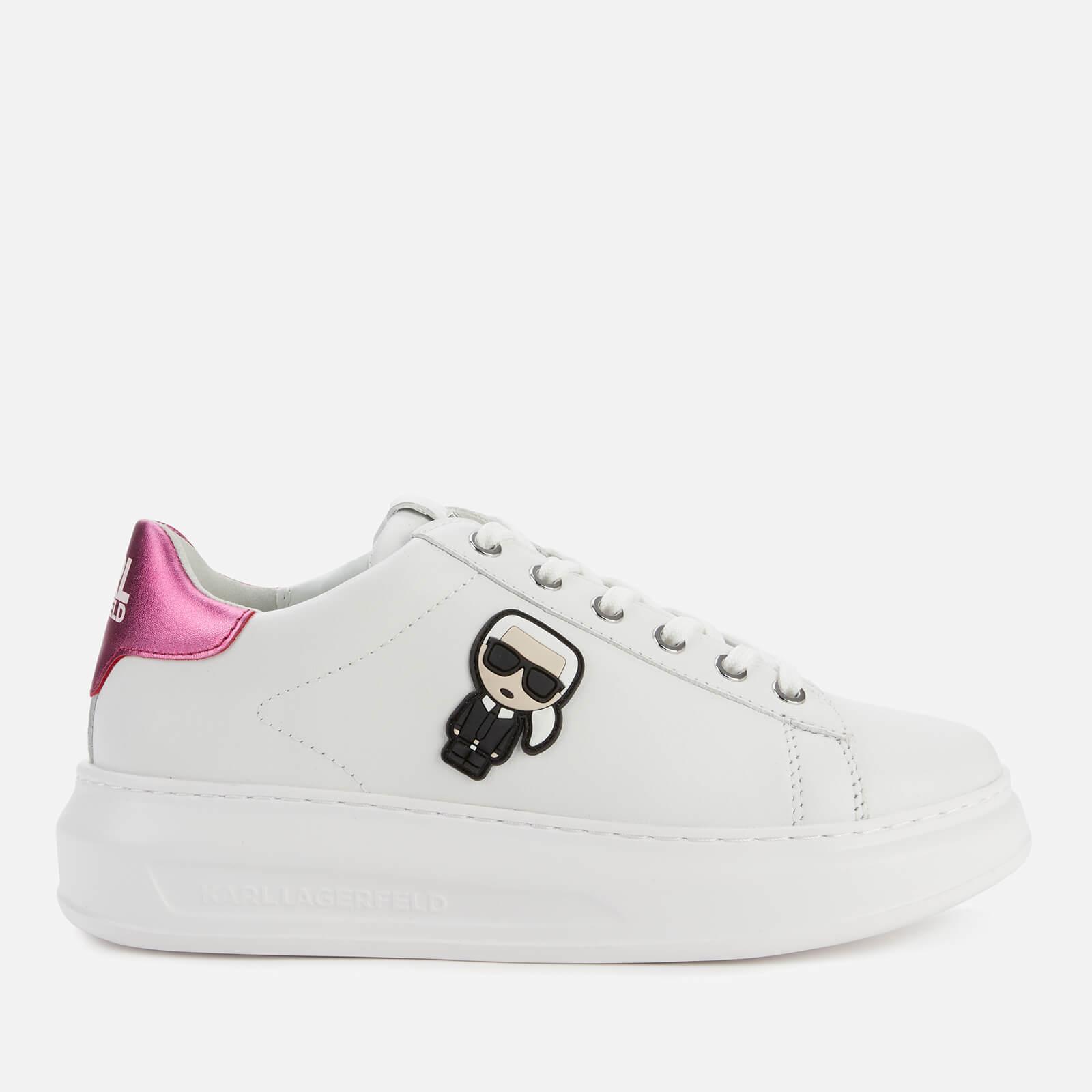 karl lagerfeld exclusive leather flatform trainers in white croc