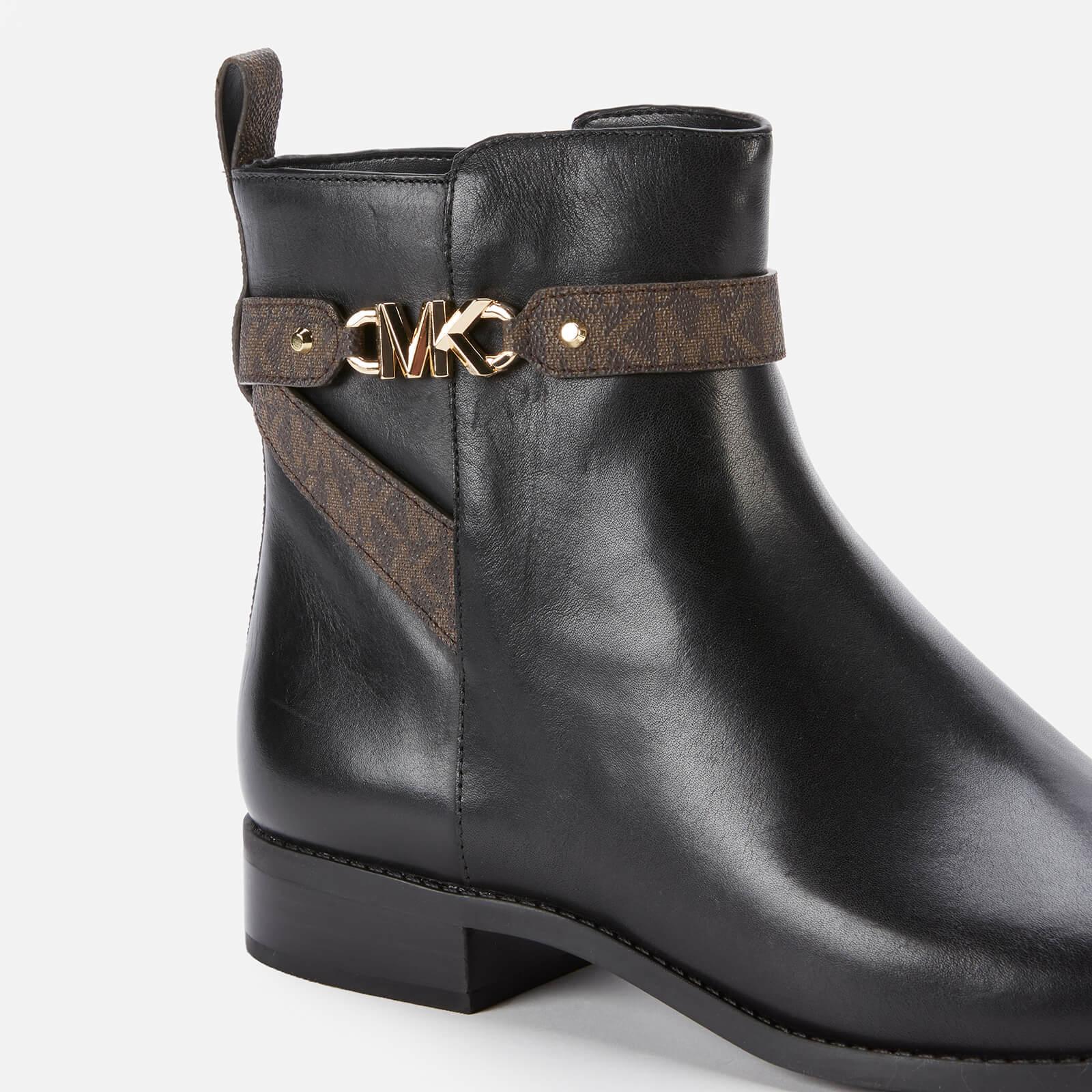 MICHAEL Michael Kors Farrah Leather Flat Ankle Boots in Black | Lyst