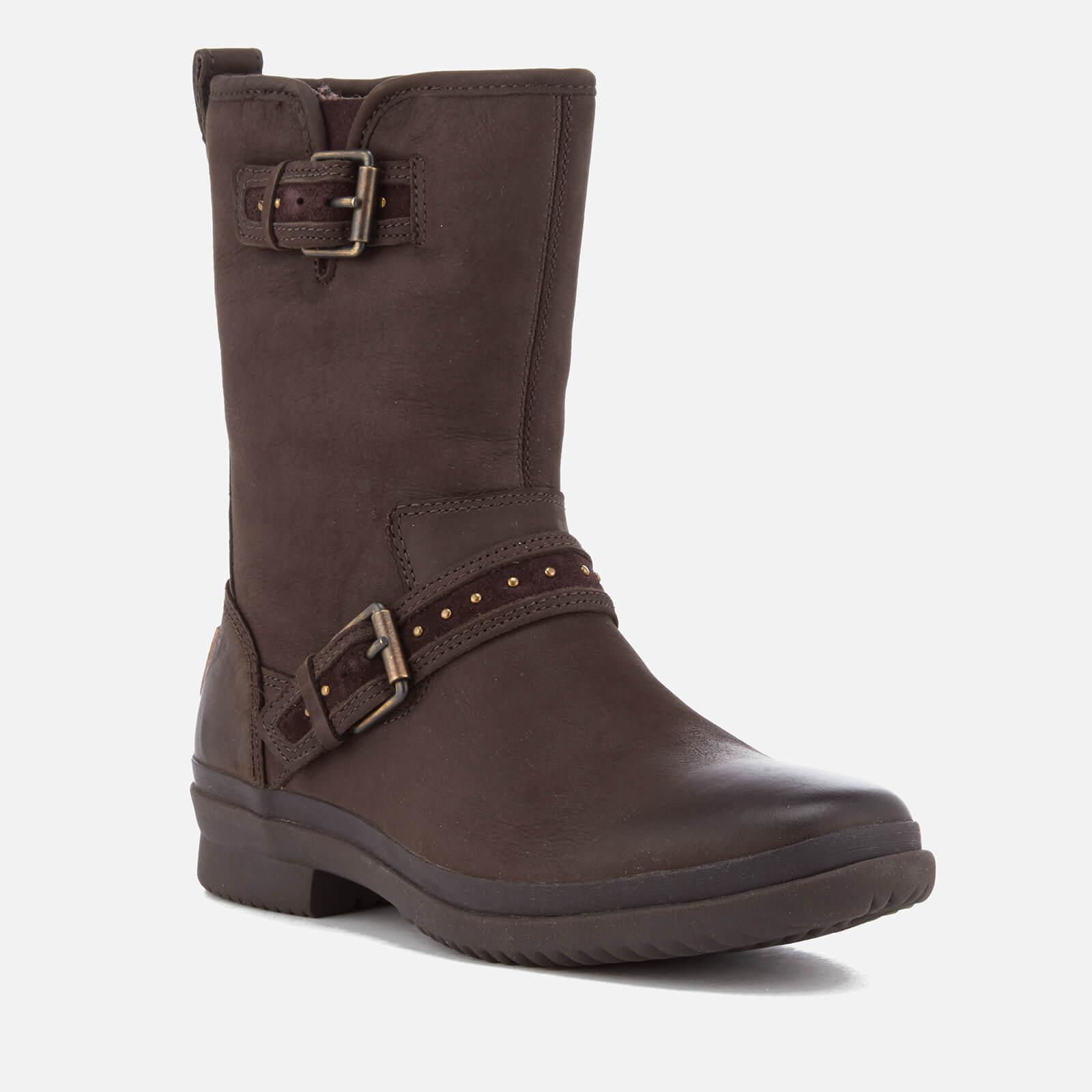 UGG Women's Jenise Waterproof Leather Biker Boots in Brown Lyst