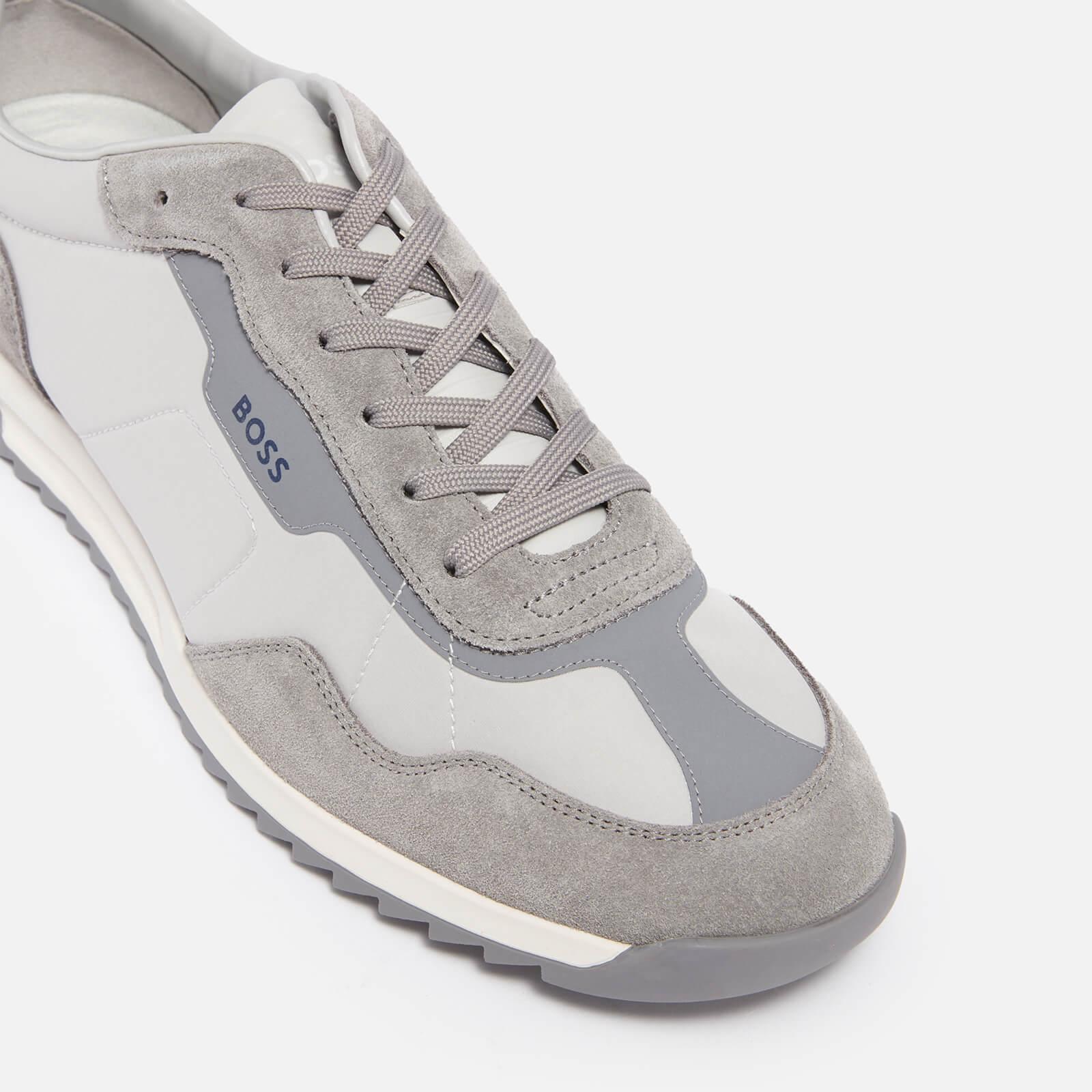 BOSS by HUGO BOSS Zayn Faux Suede And Shell Trainers in Gray for