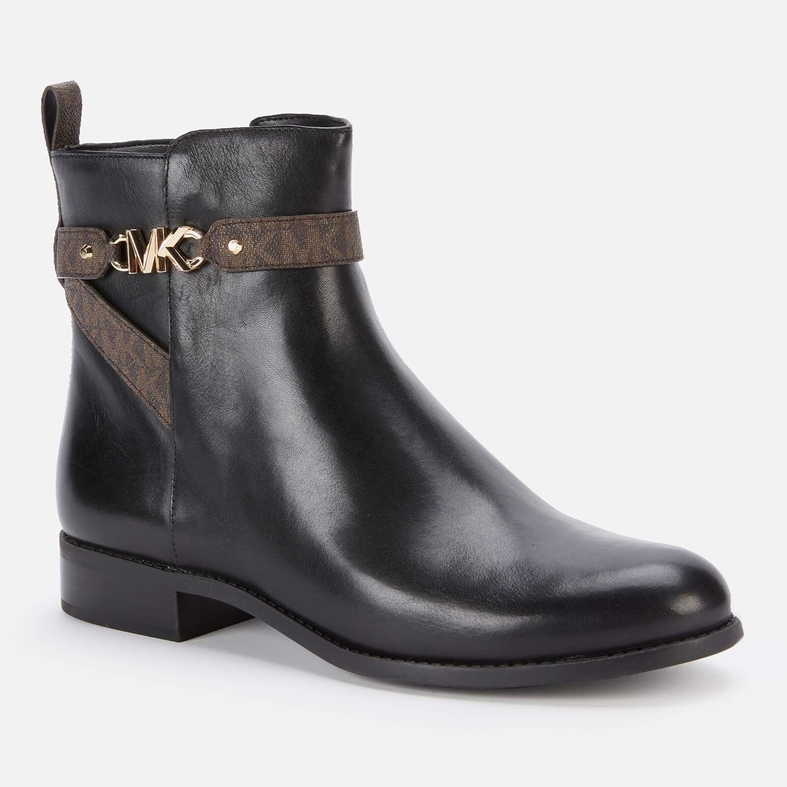 MICHAEL Michael Kors Farrah Leather Flat Ankle Boots in Black | Lyst