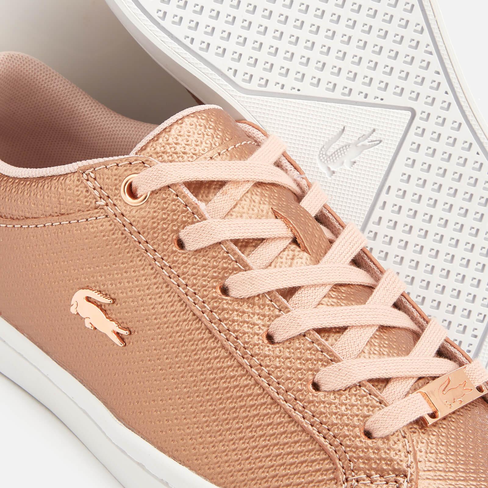 Lacoste Straightset 318 2 Embossed Leather Trainers in Rose Gold (Pink) -  Lyst