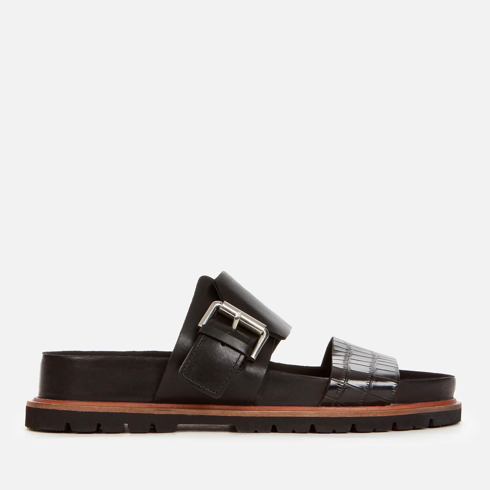 Clarks Orianna Sun Leather Double Strap Sandals in Black | Lyst UK