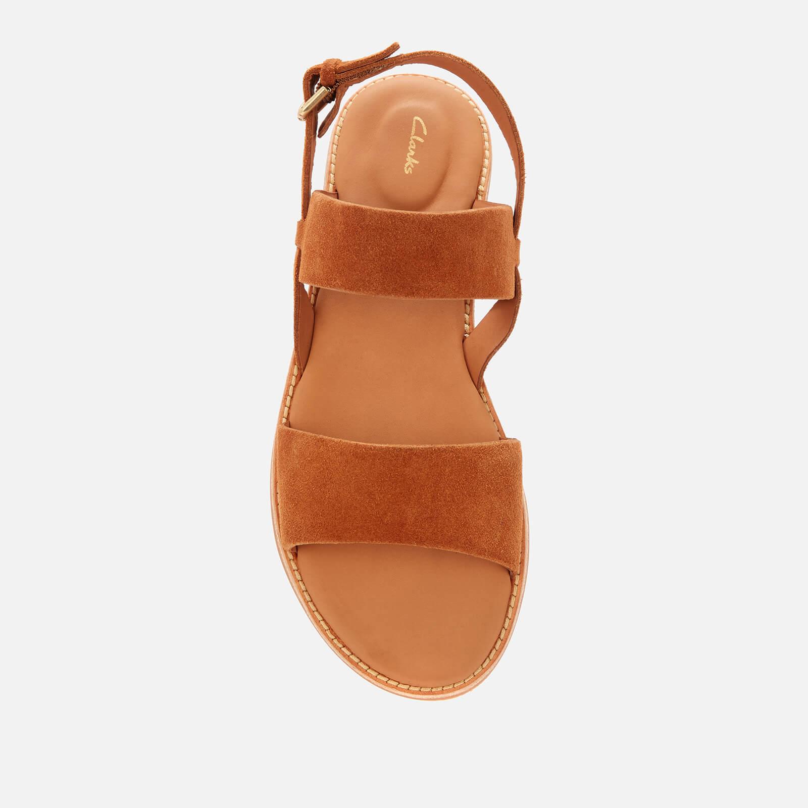 Clarks Karsea Strap Leather Flat Sandals in Tan (Brown) | Lyst