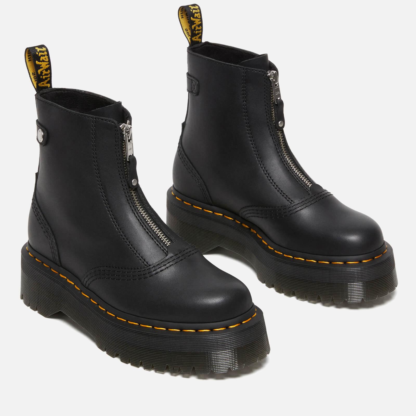 Dr. Martens Jetta Zip Front Leather Boots in Black | Lyst