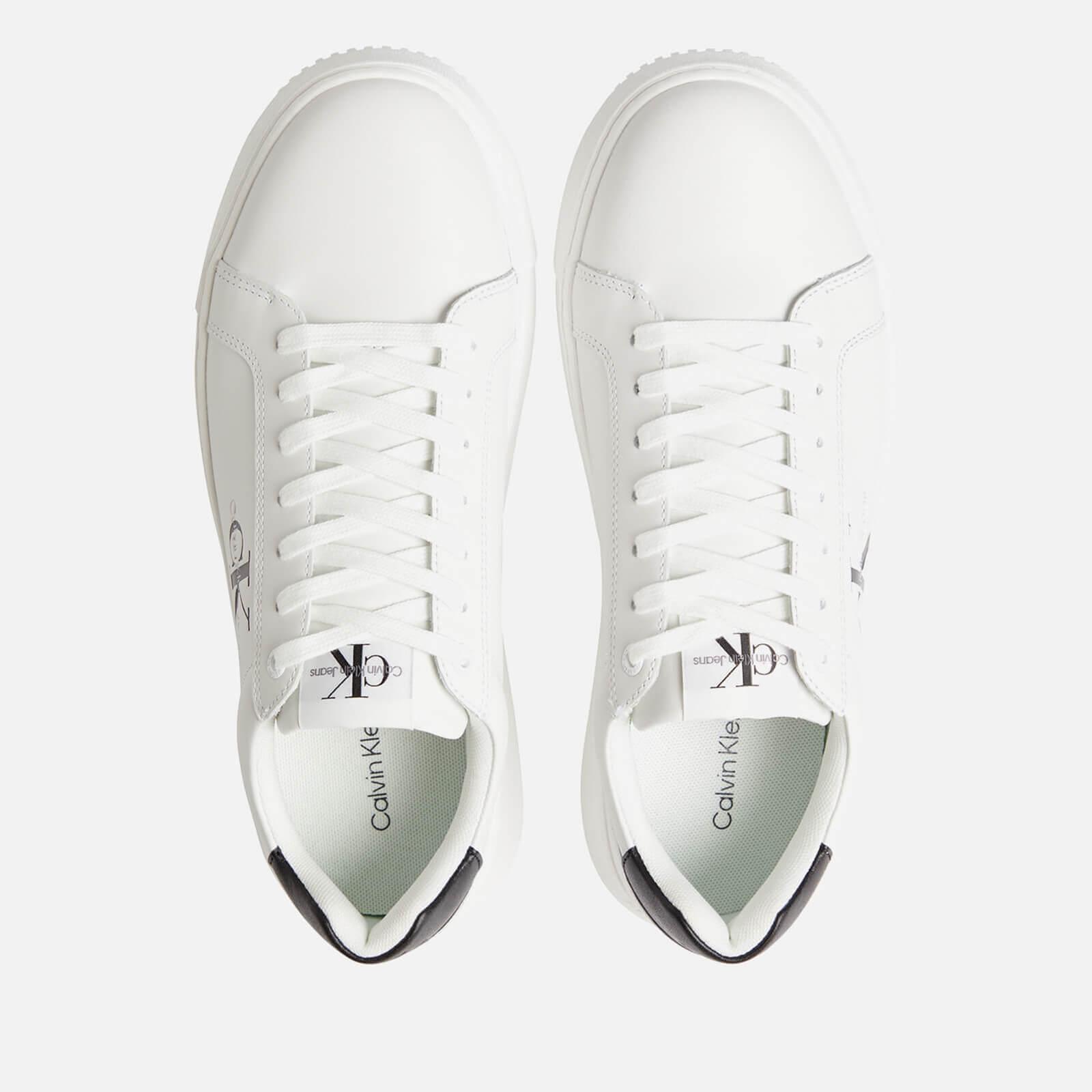 Calvin klein hotsell leather trainers white