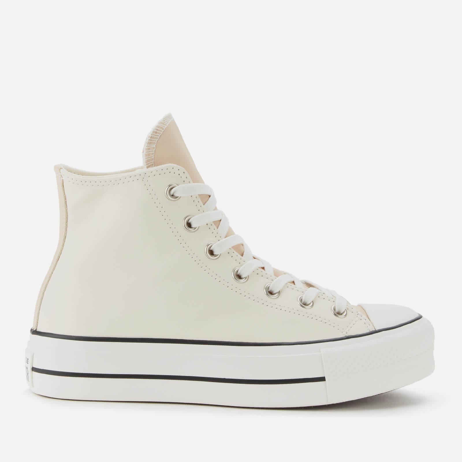 Converse Leather Chuck Taylor All Star Lift Hi-top Trainers in Grey ...