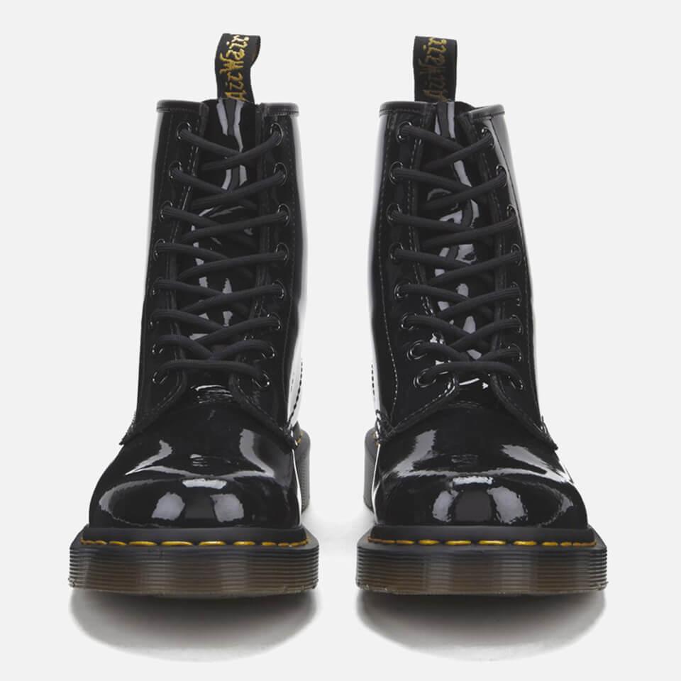 PIECOLOUR 1460 8-Eye Black Patent Leather Boots Black Patent Lamper