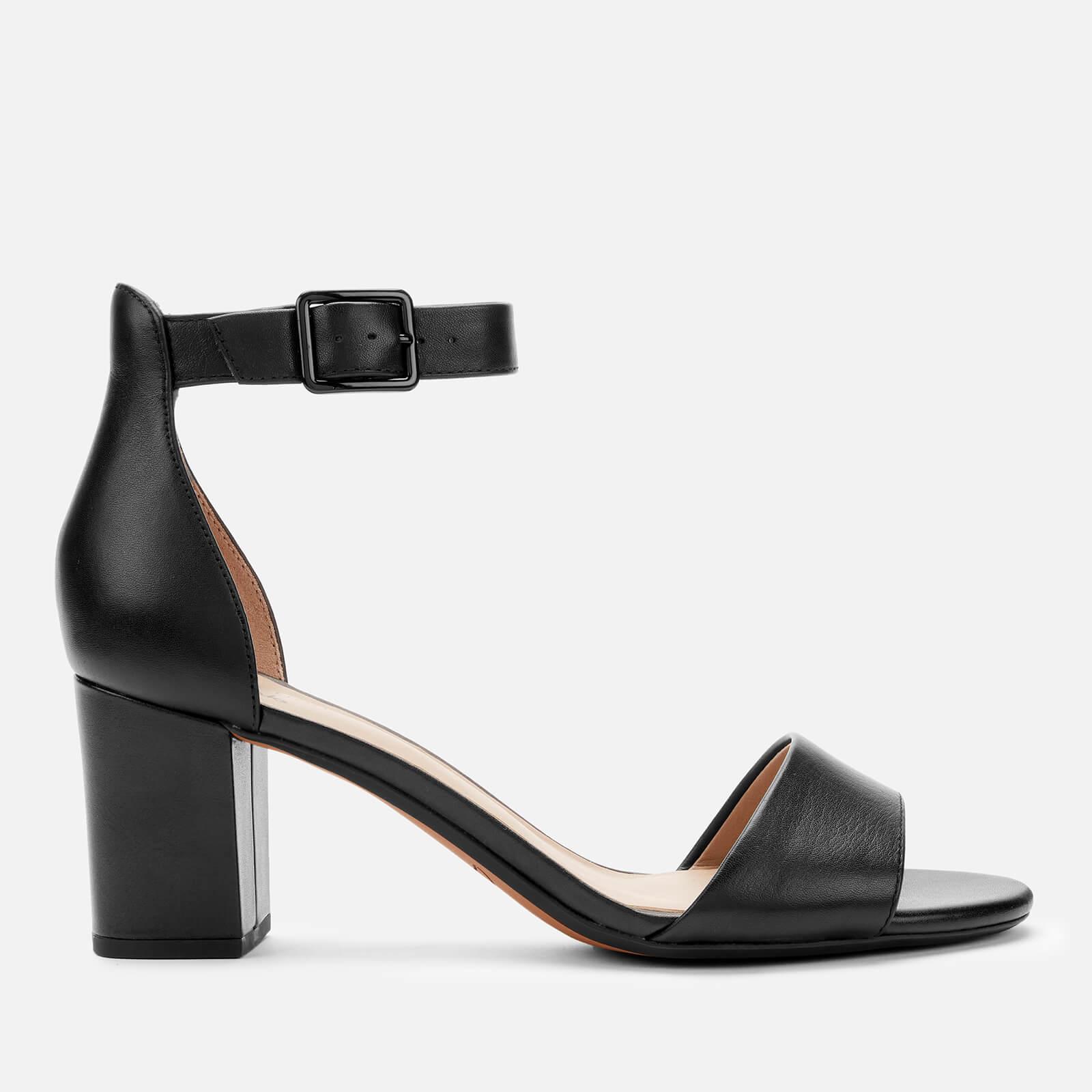 Clarks Deva Mae Leather Block Heeled Sandals in Black | Lyst