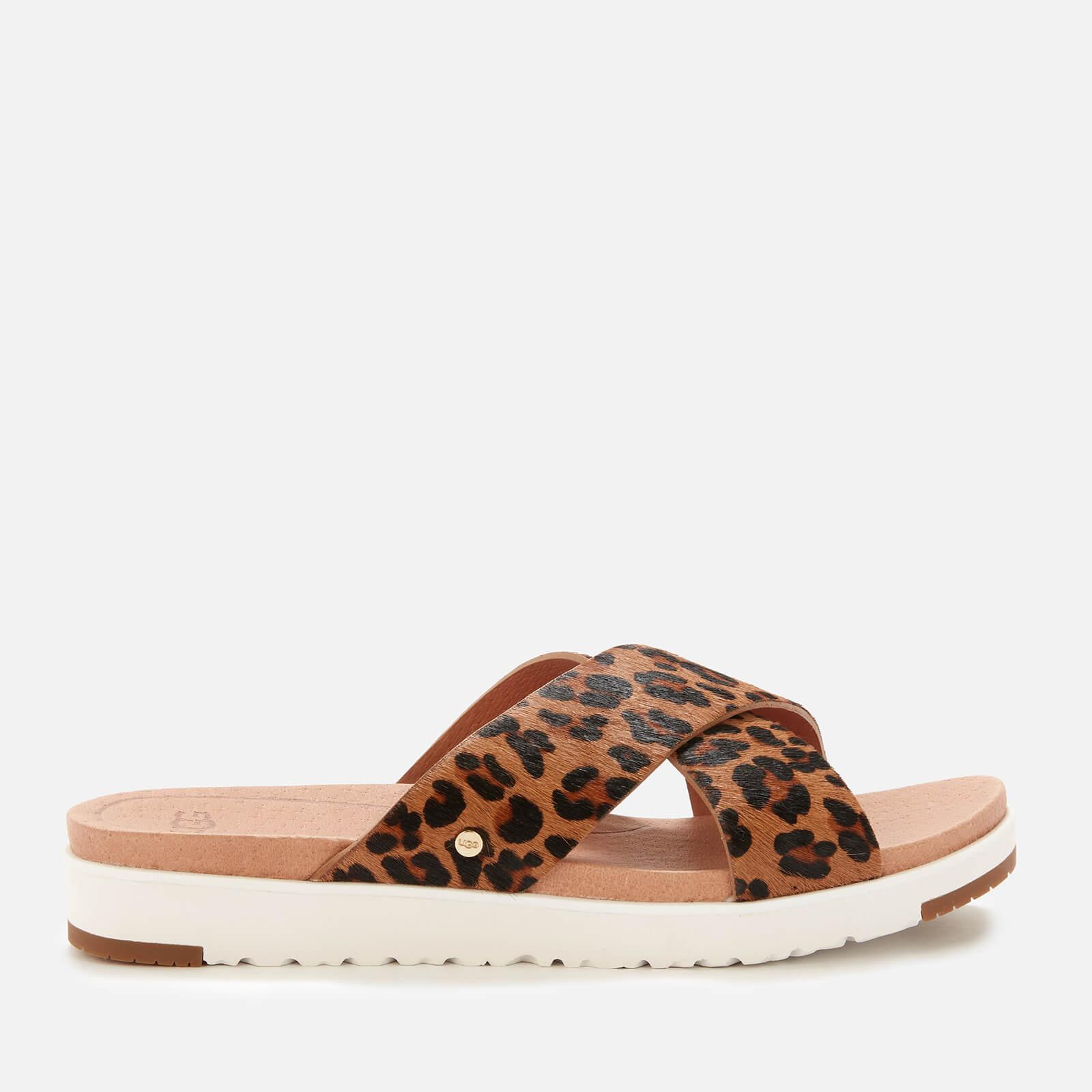 leopard slip on sandals