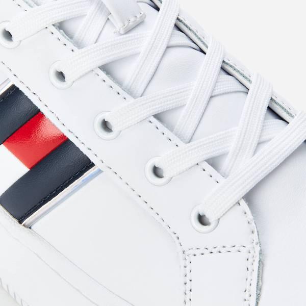 Tommy Hilfiger Iridescent Iconic Leather Flatform Trainers in White - Lyst