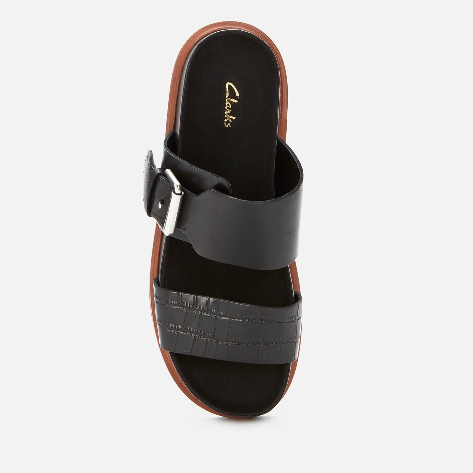 Clarks Orianna Sun Leather Double Strap Sandals in Black | Lyst