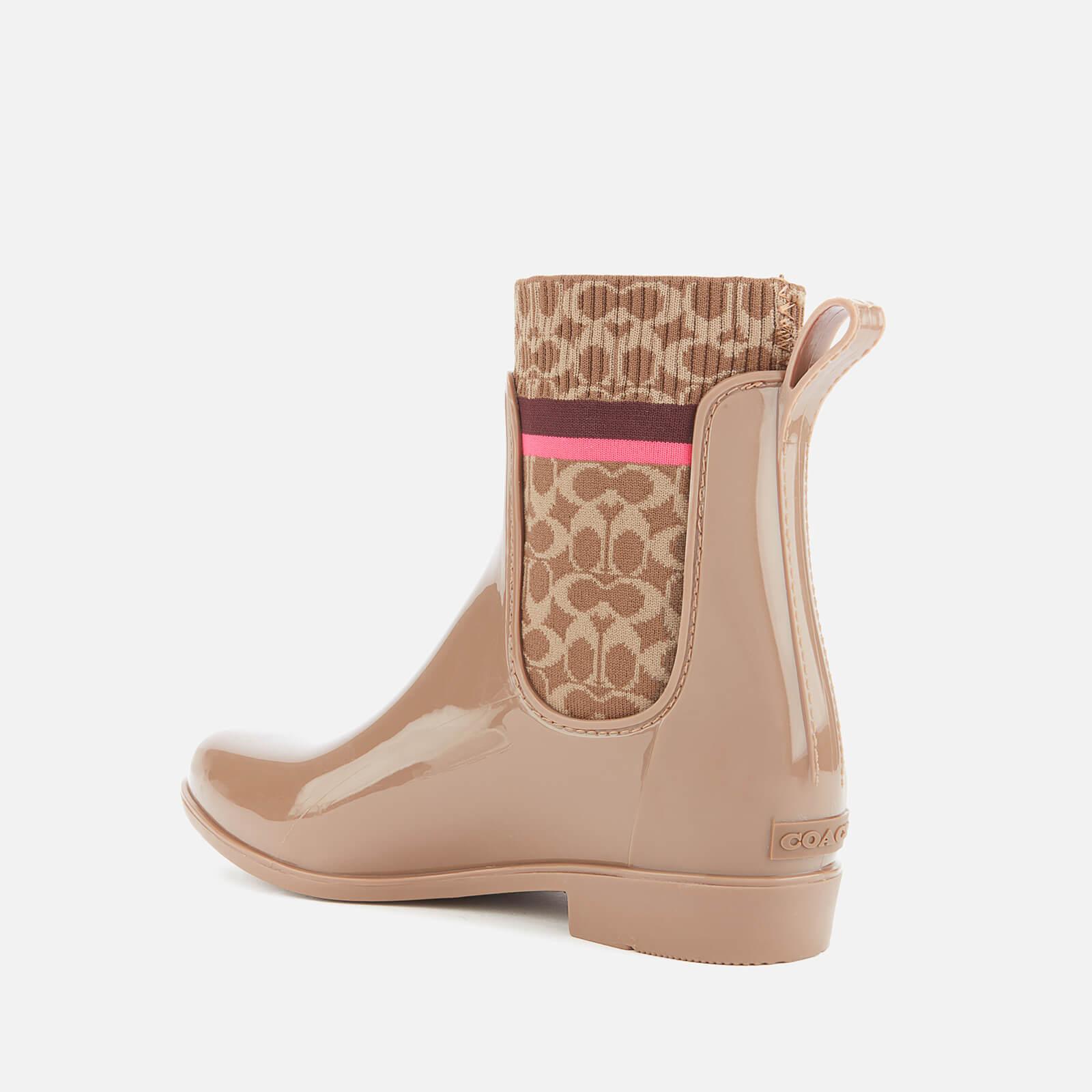 COACH Rubber Rivington Signature Knit Rain Boots in Beige (Natural) - Lyst