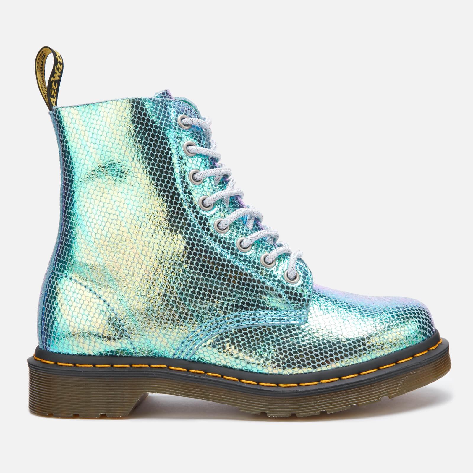 dr martens blue 8 eye iridescent croc boots