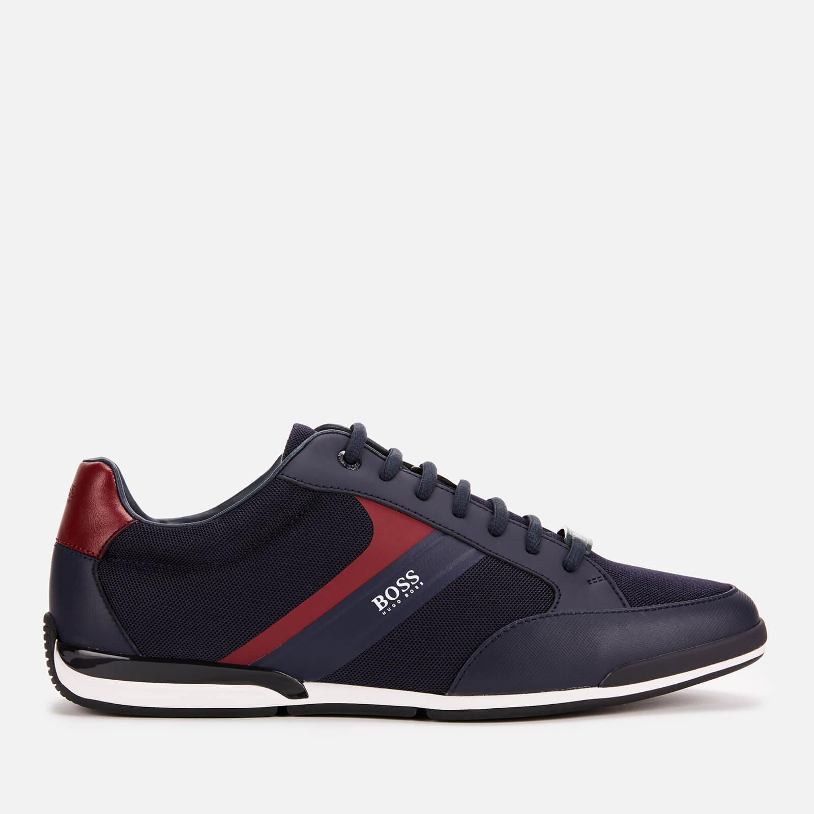 HUGO BOSS LOW-PROFILE TRAINERS WITH SUEDE AND TECHNICAL MESH UPPERS DARK BLUE 