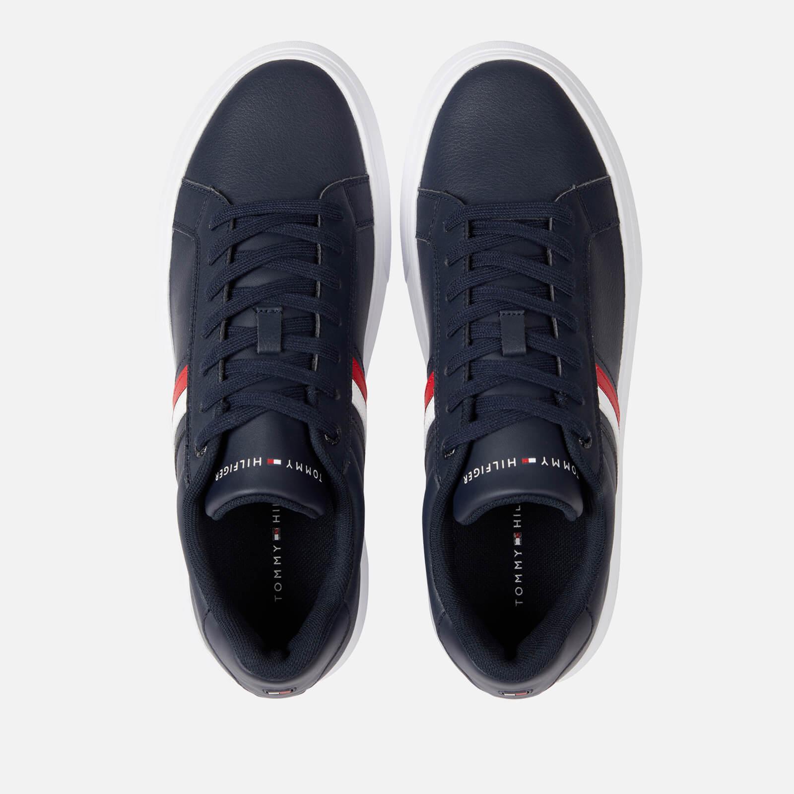 Tommy Hilfiger Corporate Cup Stripe Leather Trainers in Blue for Men | Lyst