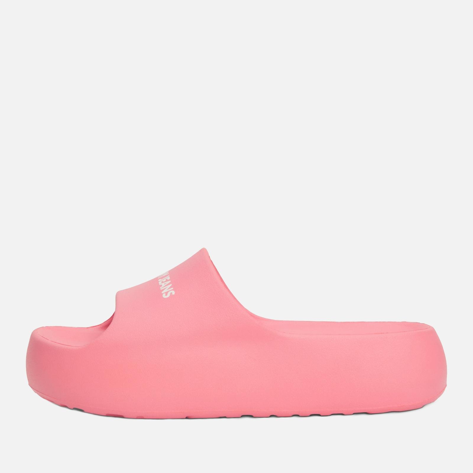 Pink tommy hilfiger slides hot sale