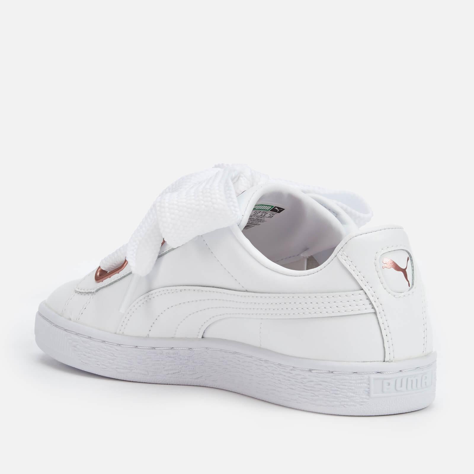 PUMA Basket Heart Leather Trainers in White - Lyst