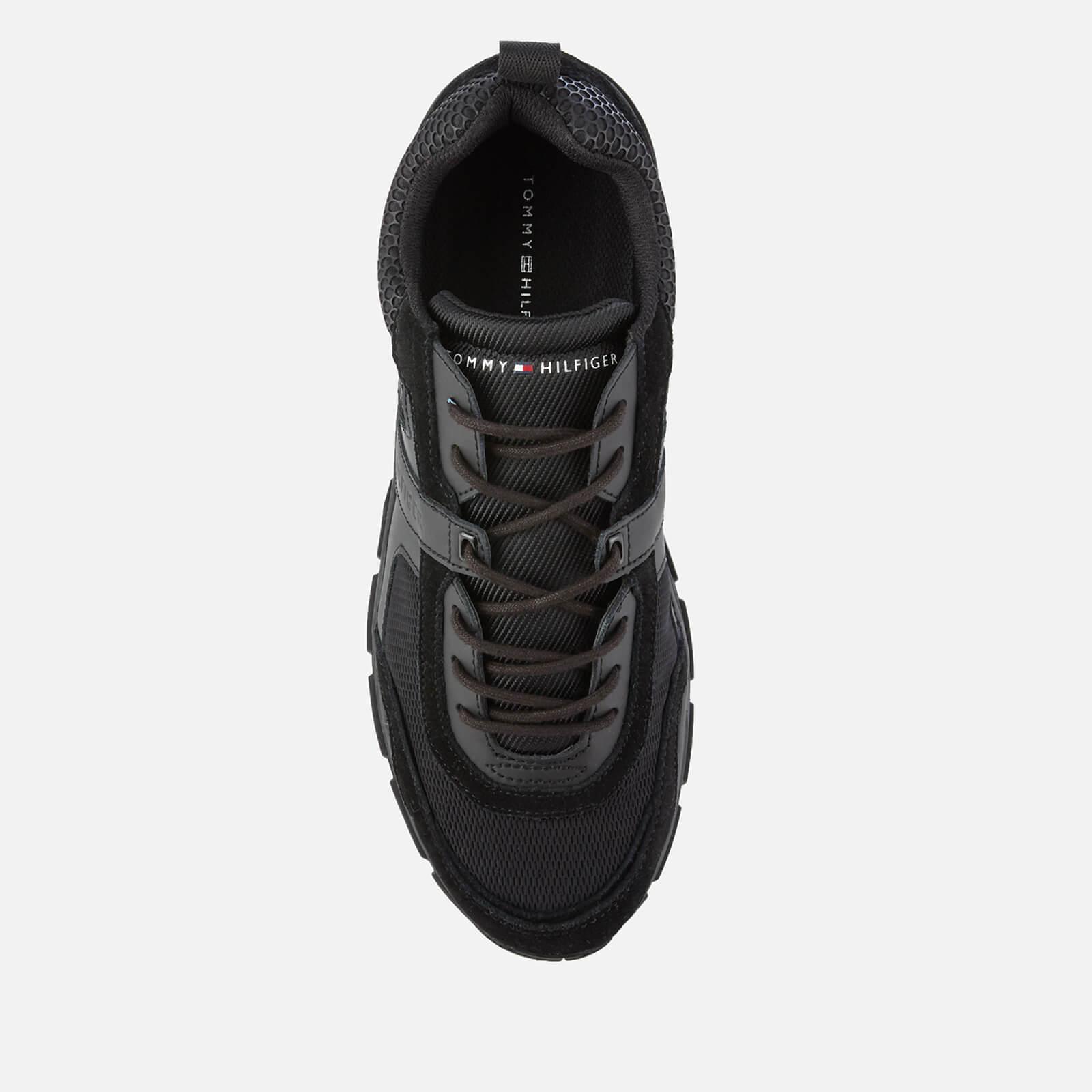 tommy hilfiger material mix lightweight logo trainer in black