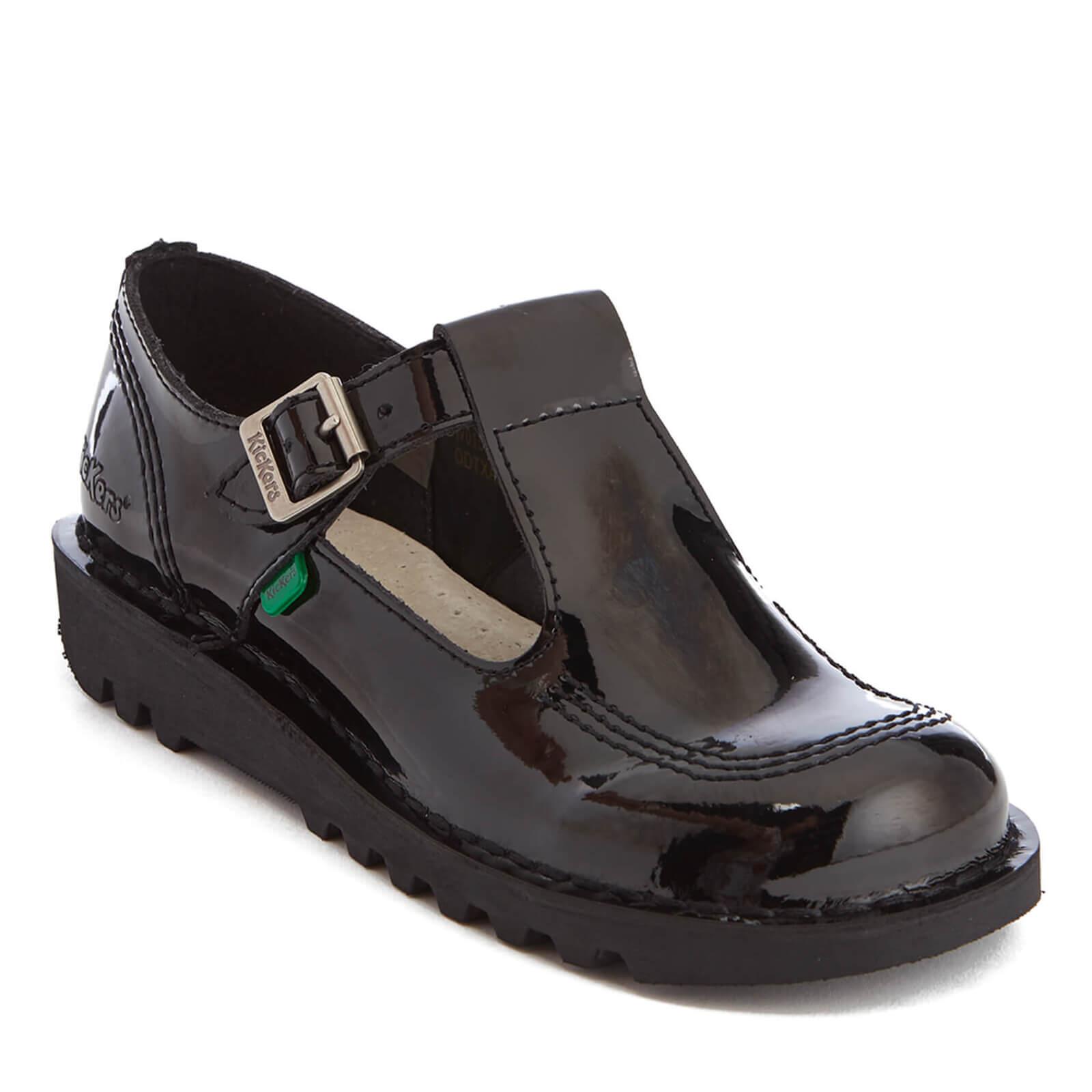 Womens Kickers Kick Trixie T Bar Shoes Black Patent Leather Flats