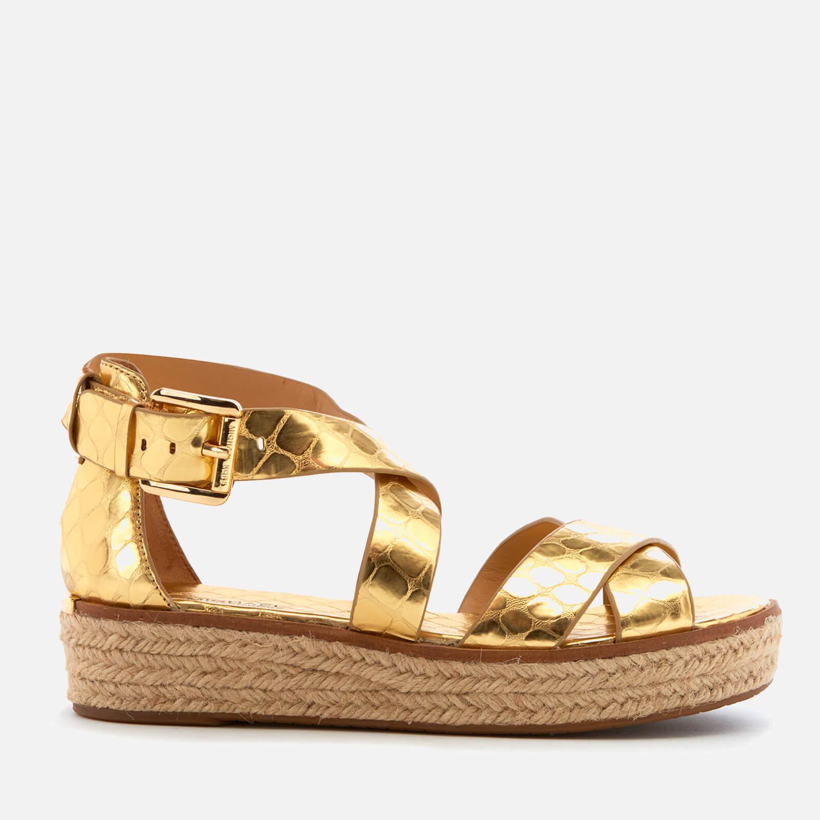 MICHAEL Michael Kors Women's Darby Leather Flatform Sandals in Gold ...